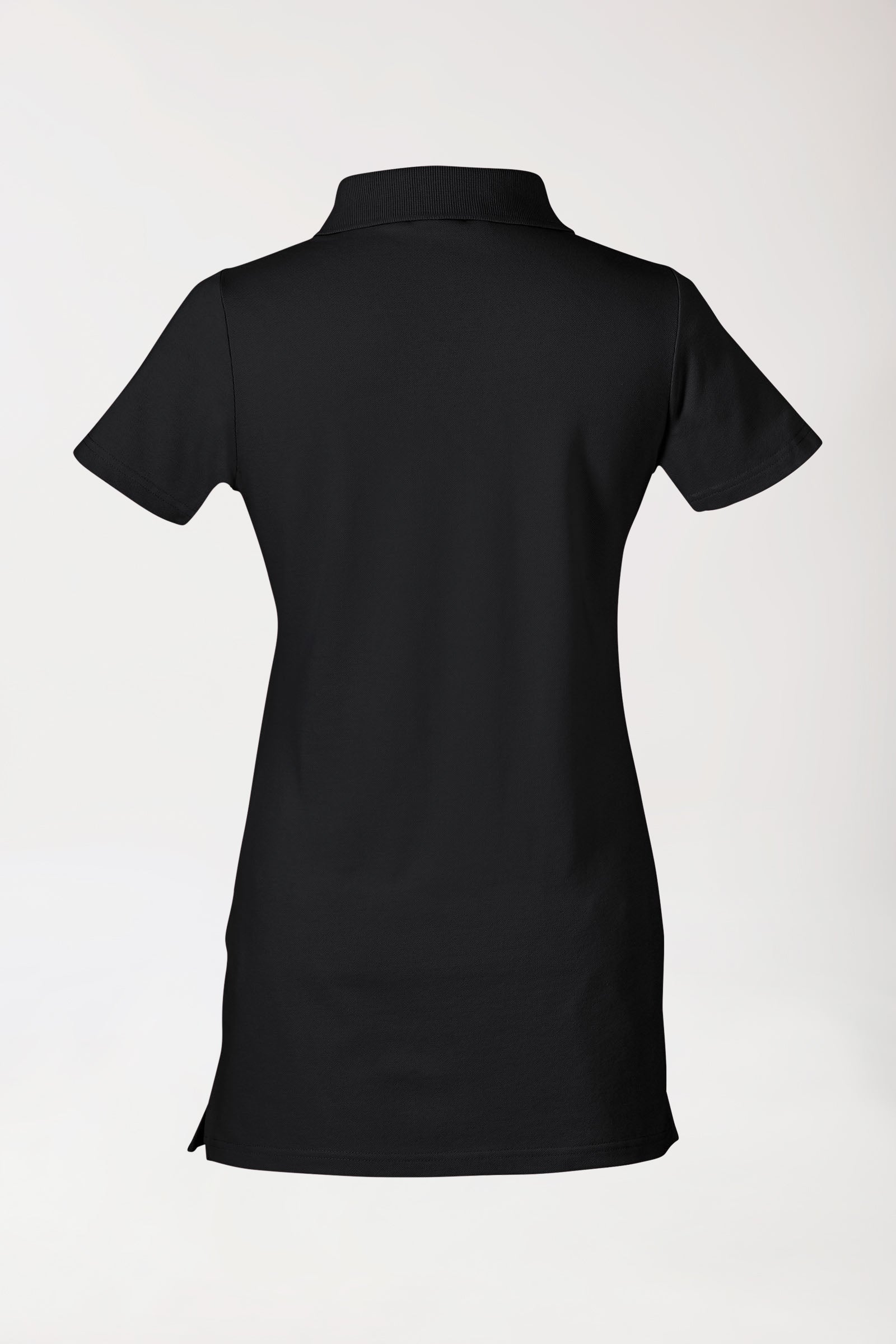 Stretch Longshirt Damen - Polokragen schwarz, Rückansicht