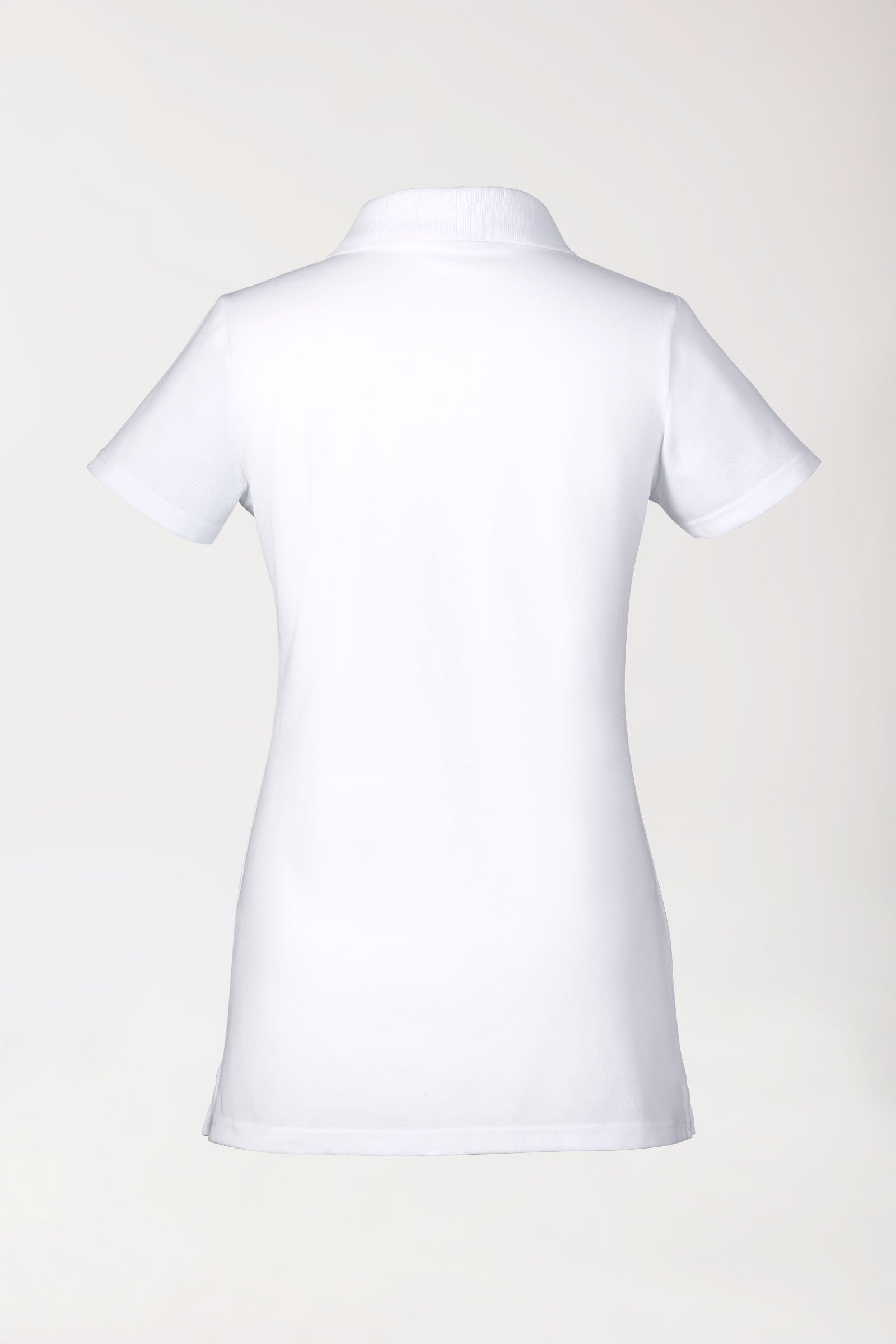 Stretch Longshirt Damen - Polokragen weiss