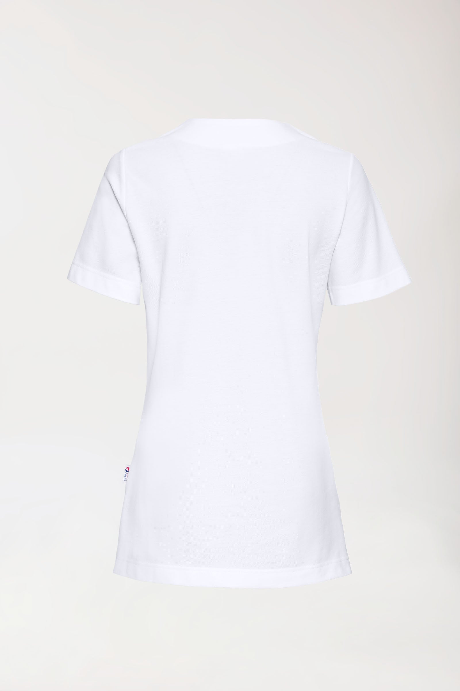 Piqué Longshirt Damen - V-Ausschnitt weiss, Vue de dos
