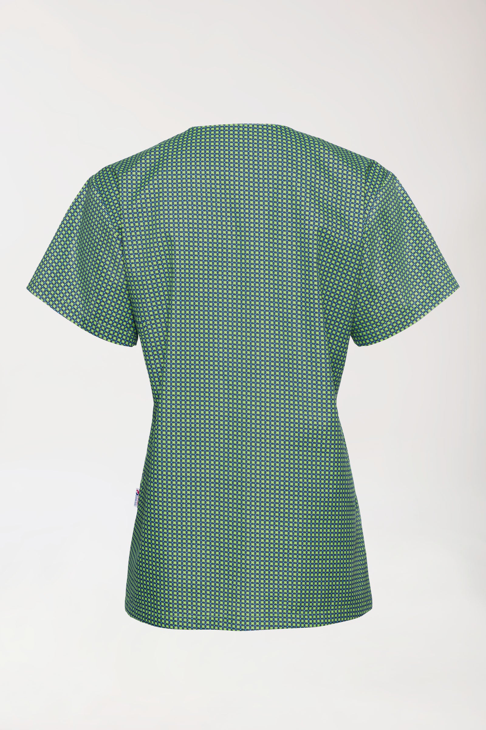 Leichter Schlupfkasack Damen - Alloverprint apfelgrün/navy, Vue de dos