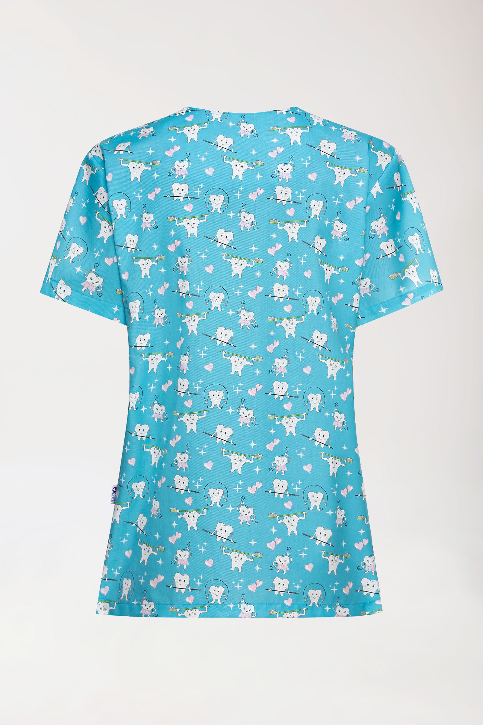 Leichter Schlupfkasack Damen - Alloverprint türkis/weiss/rosa, Vue de dos