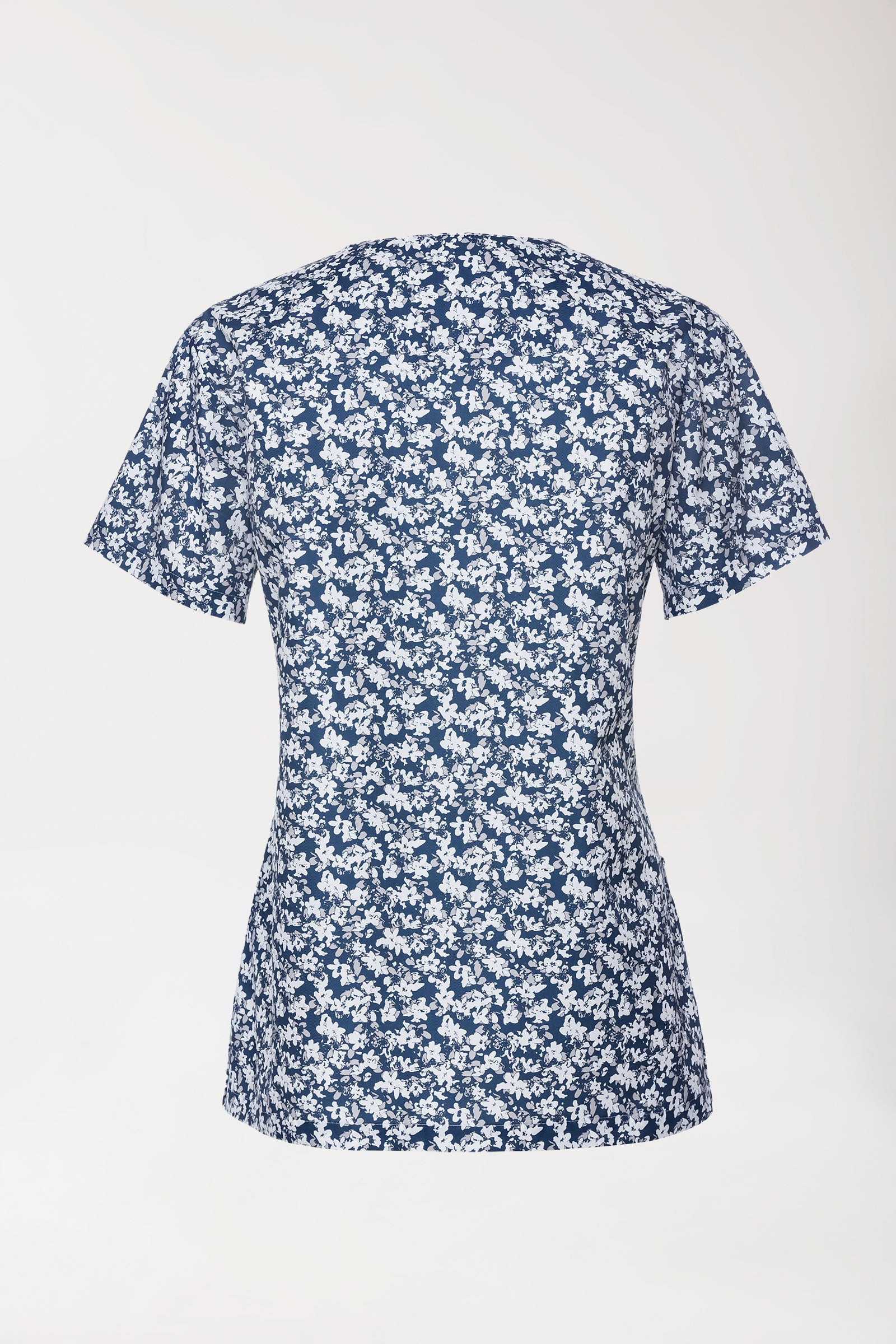 Leichter Schlupfkasack Damen - Alloverprint weiss/blau/grau, Rückansicht