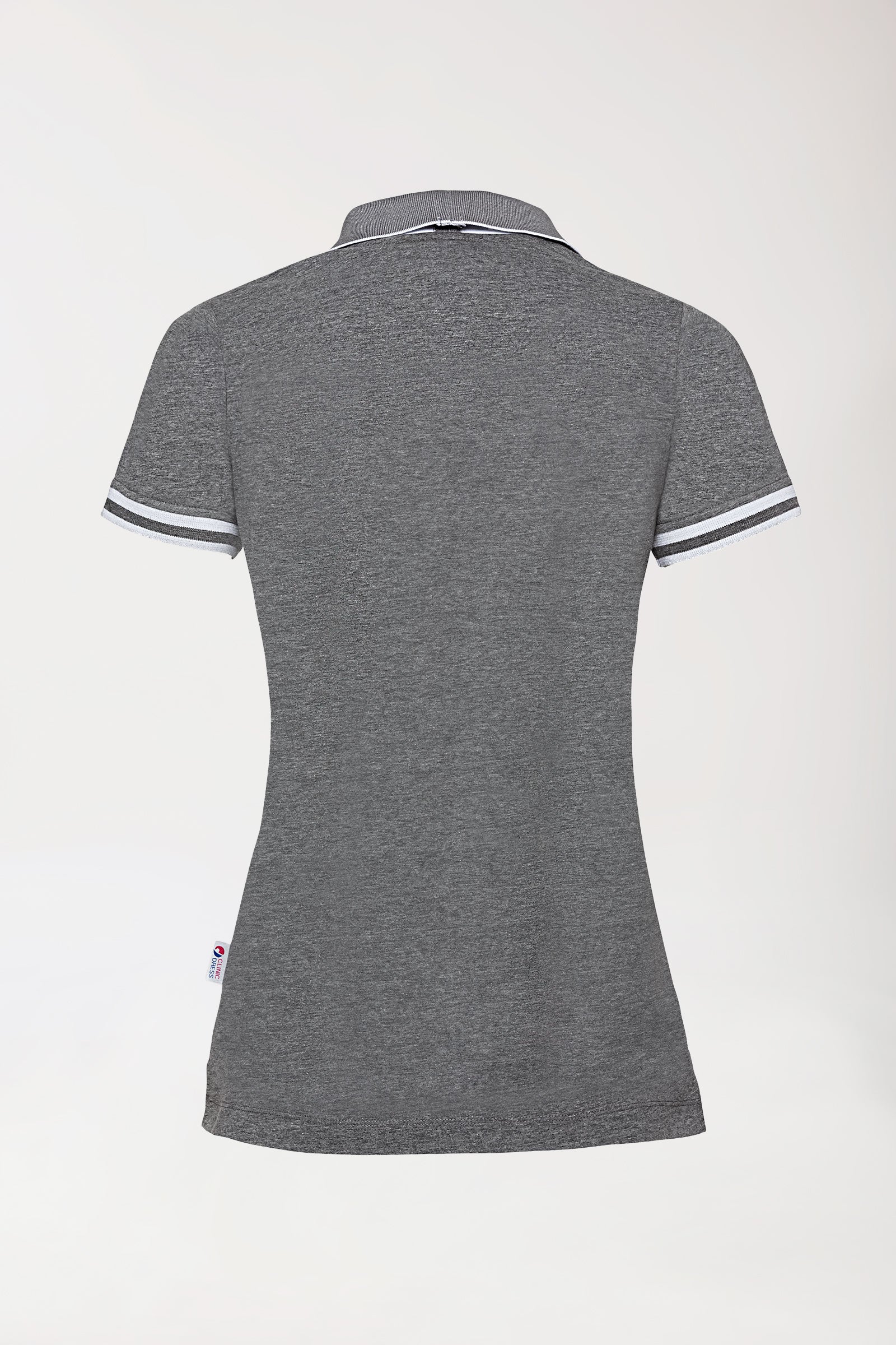 Stretch Shirt Damen - Polokragen dunkelgrau melange/weiss