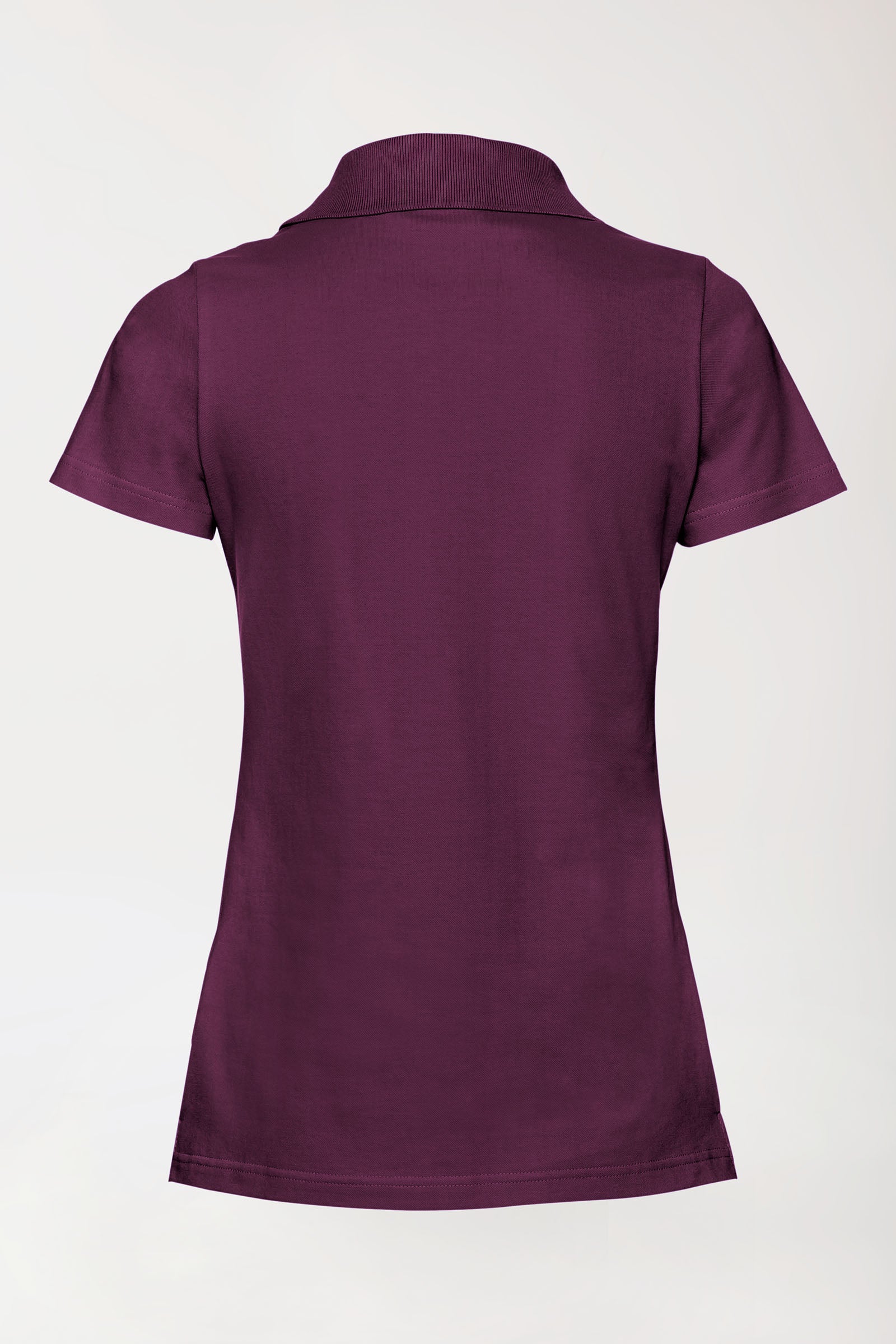 Stretch Shirt Damen - Polokragen pflaume, Rückansicht