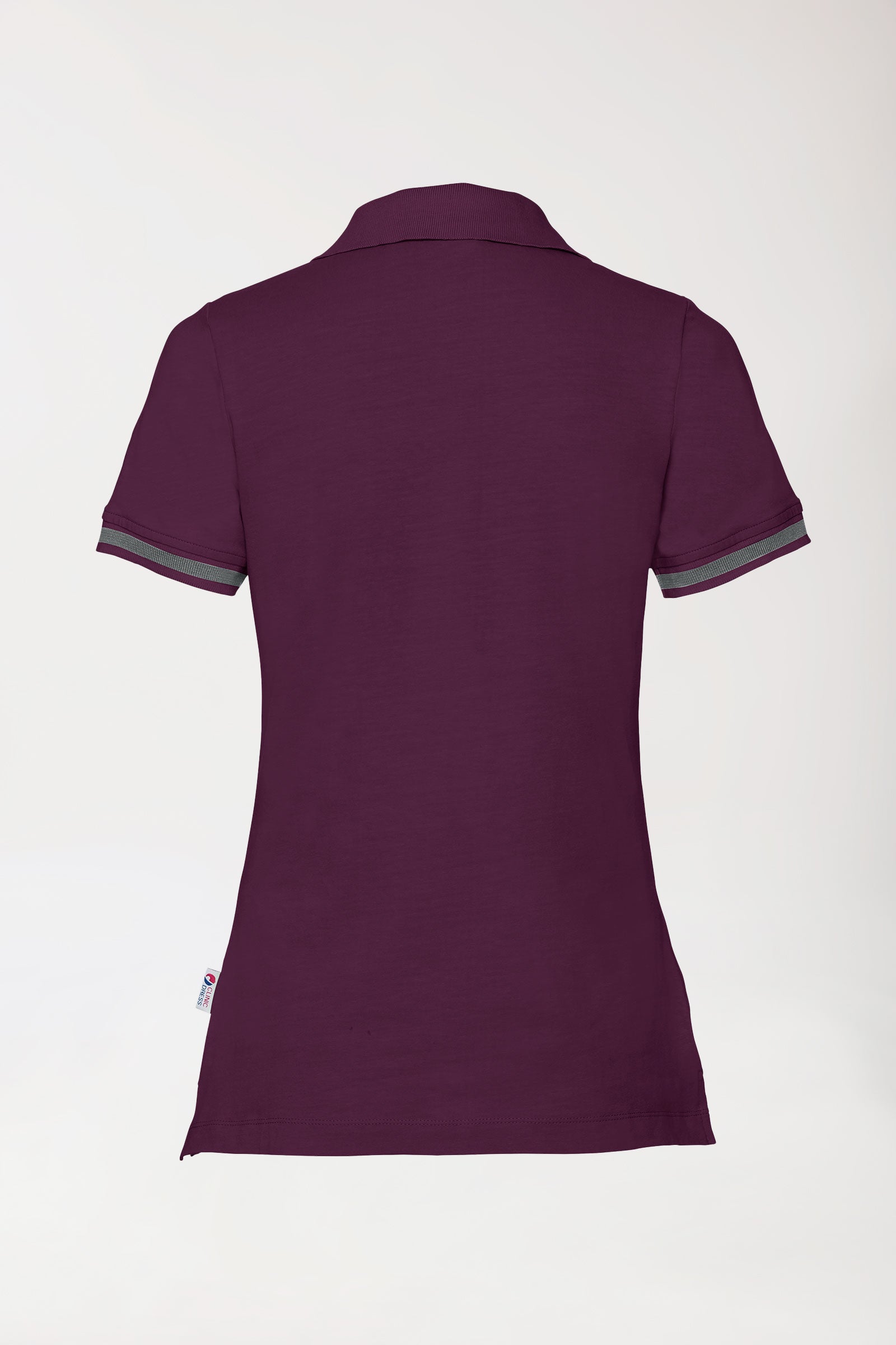 Stretch Shirt Damen - Polokragen pflaume/dunkelgrau melange