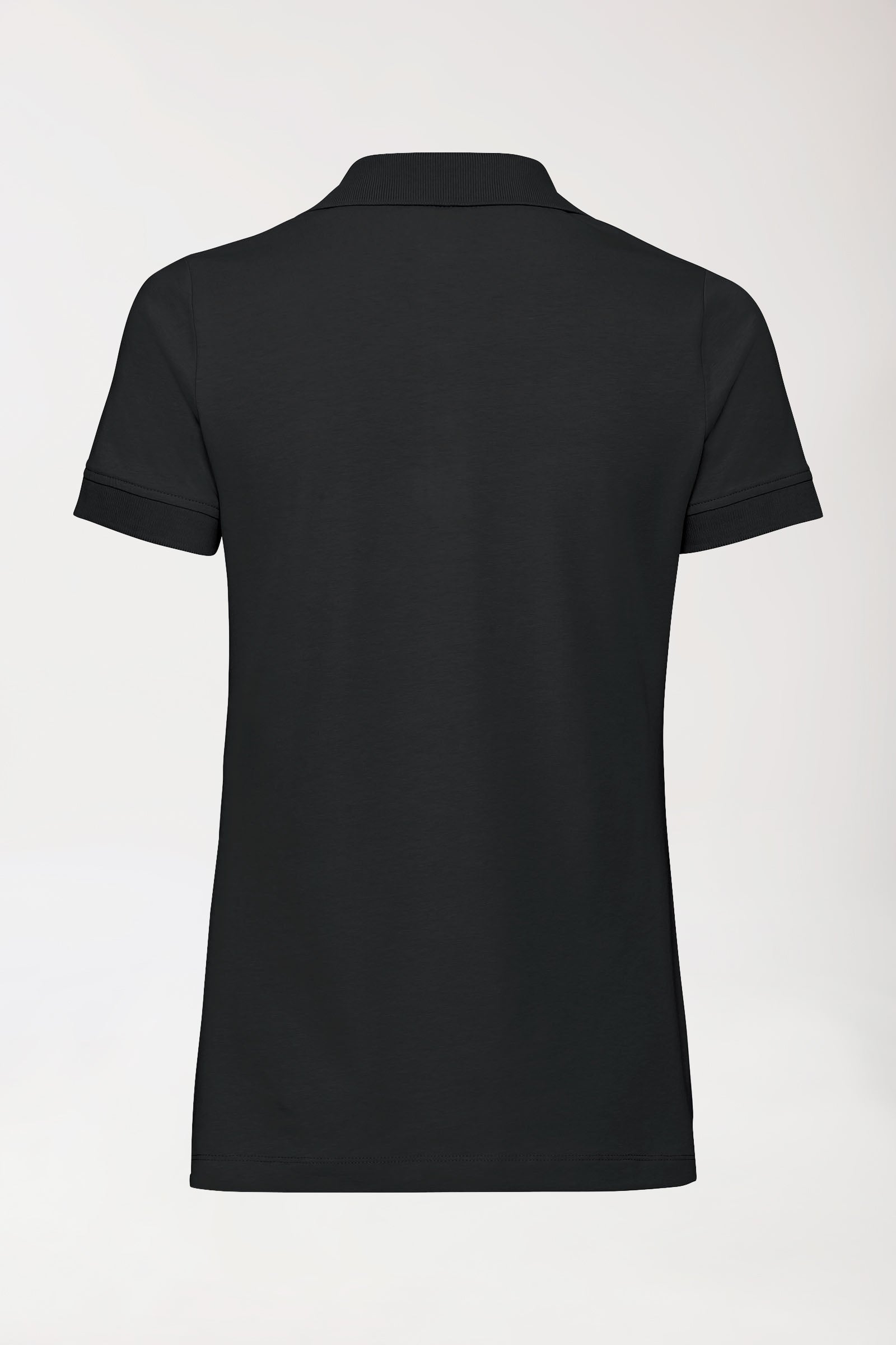 Stretch Shirt Damen - Polokragen - Knopfleiste schwarz, Rückansicht