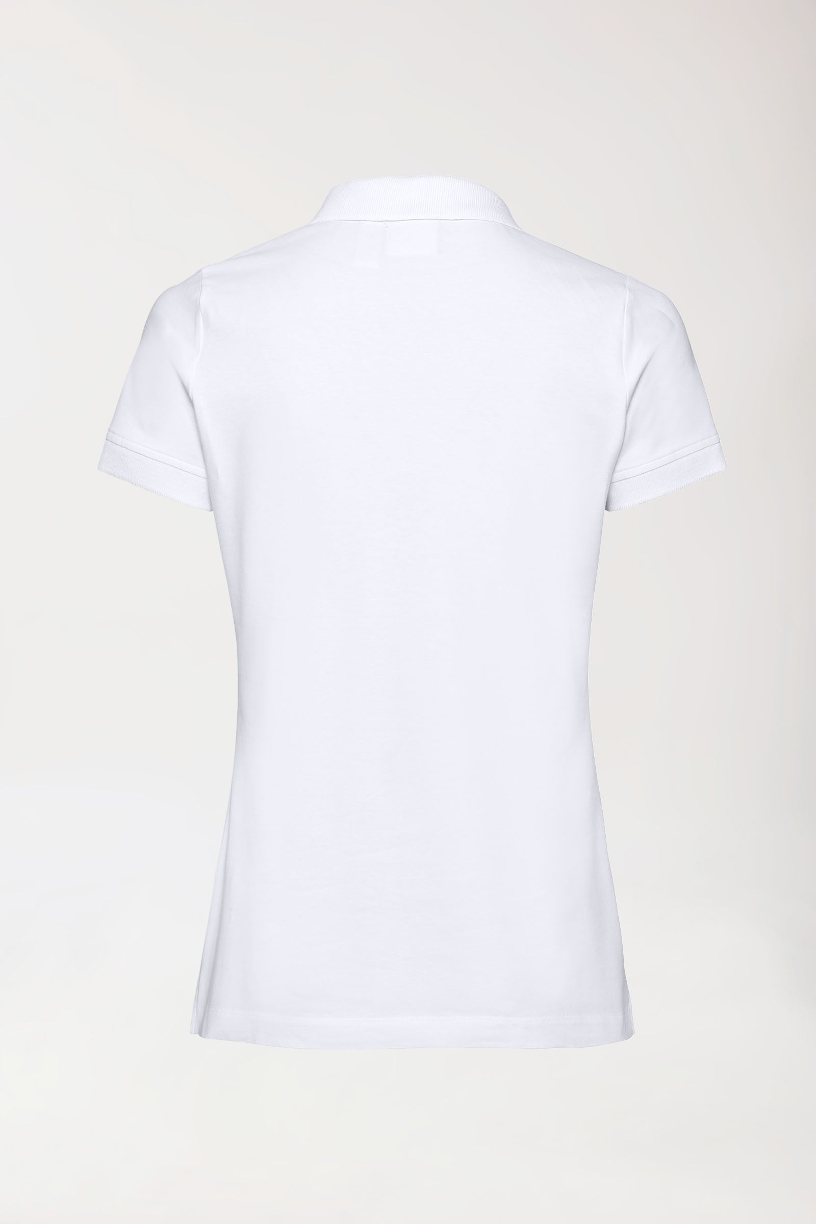 Stretch Shirt Damen - Polokragen - Knopfleiste weiss, Rückansicht