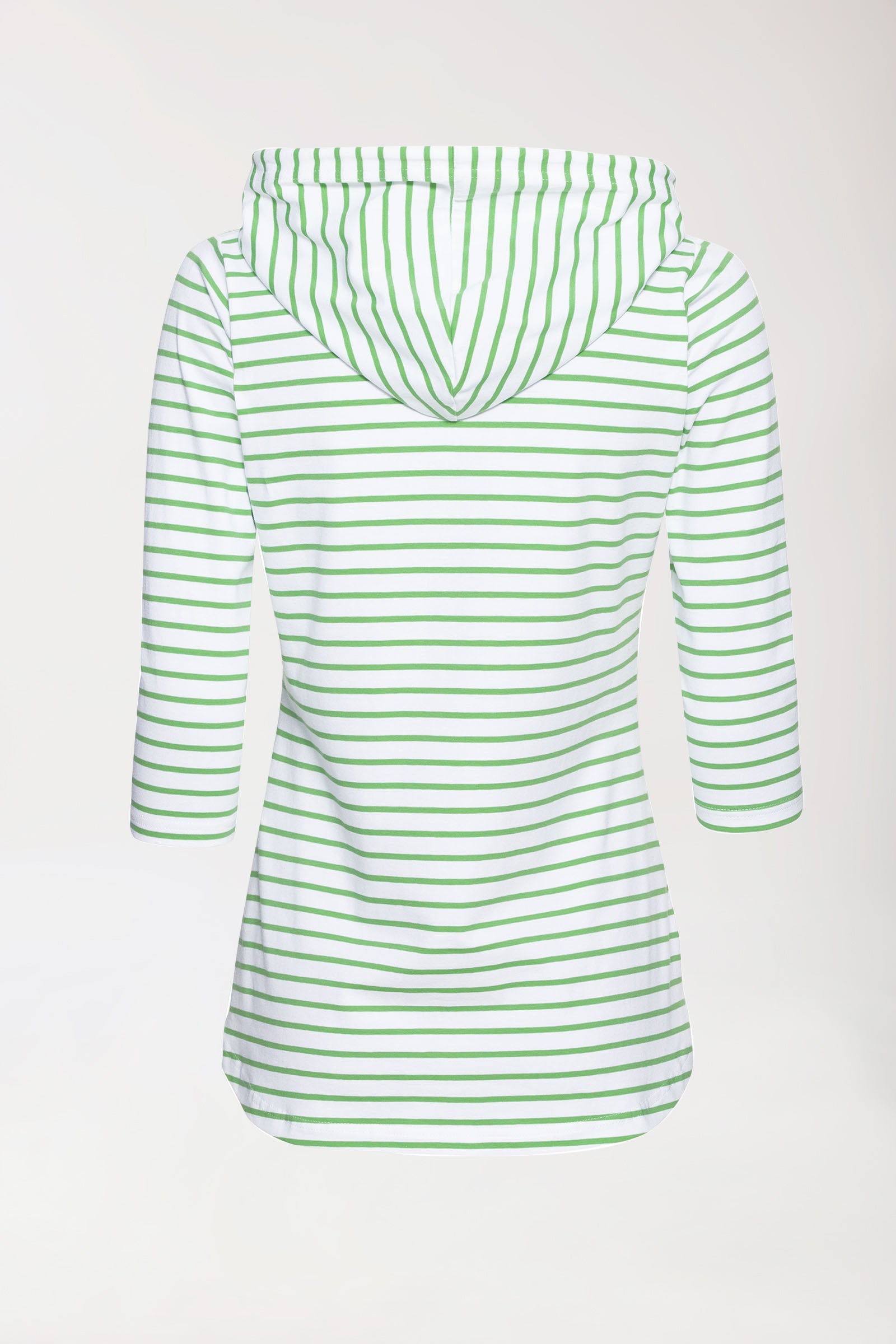 Kapuzenshirt Damen - 3/4 Arm weiss/apfelgrün, Rückansicht