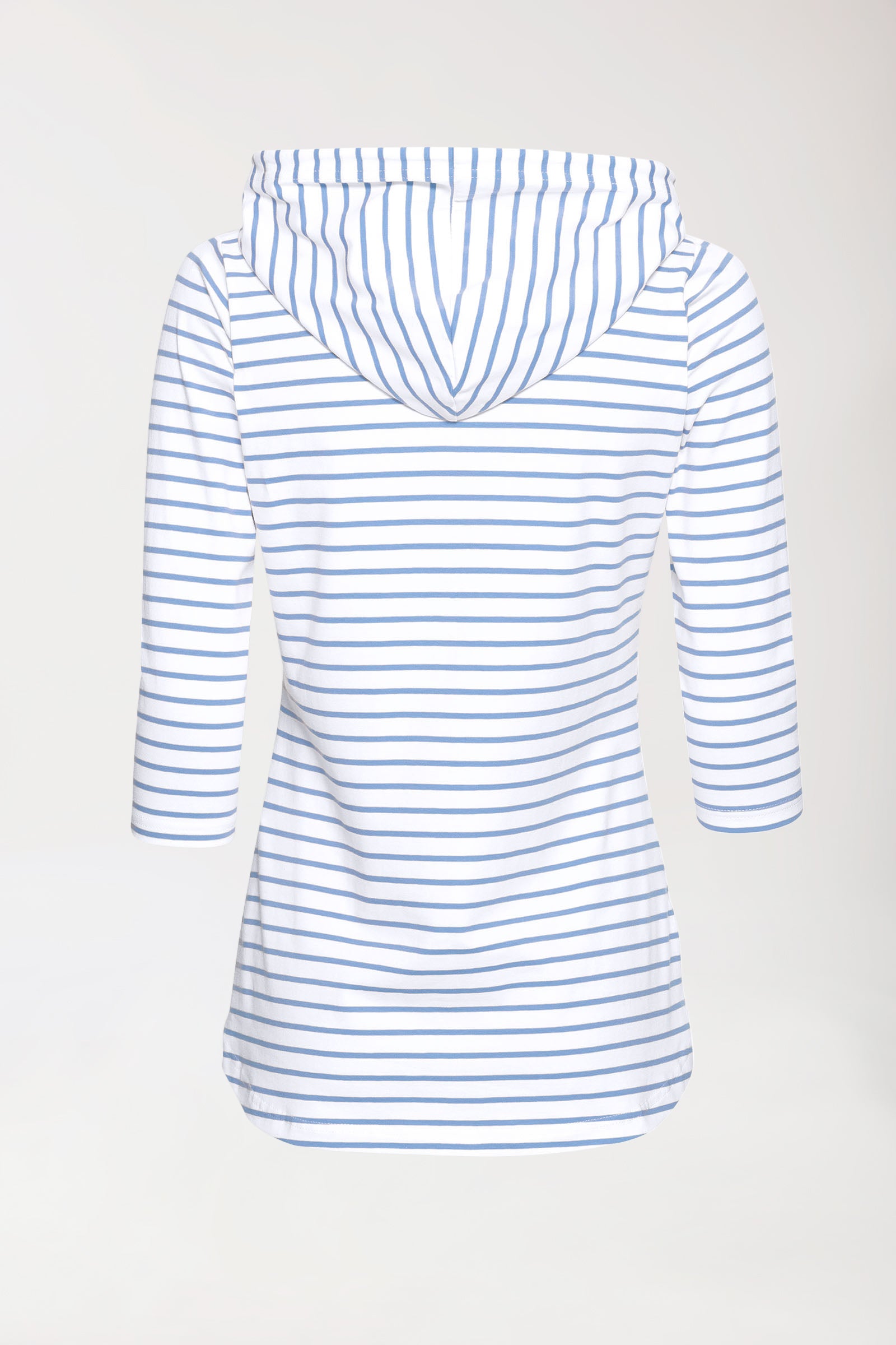 Kapuzenshirt Damen - 3/4 Arm weiss/blau, Rückansicht