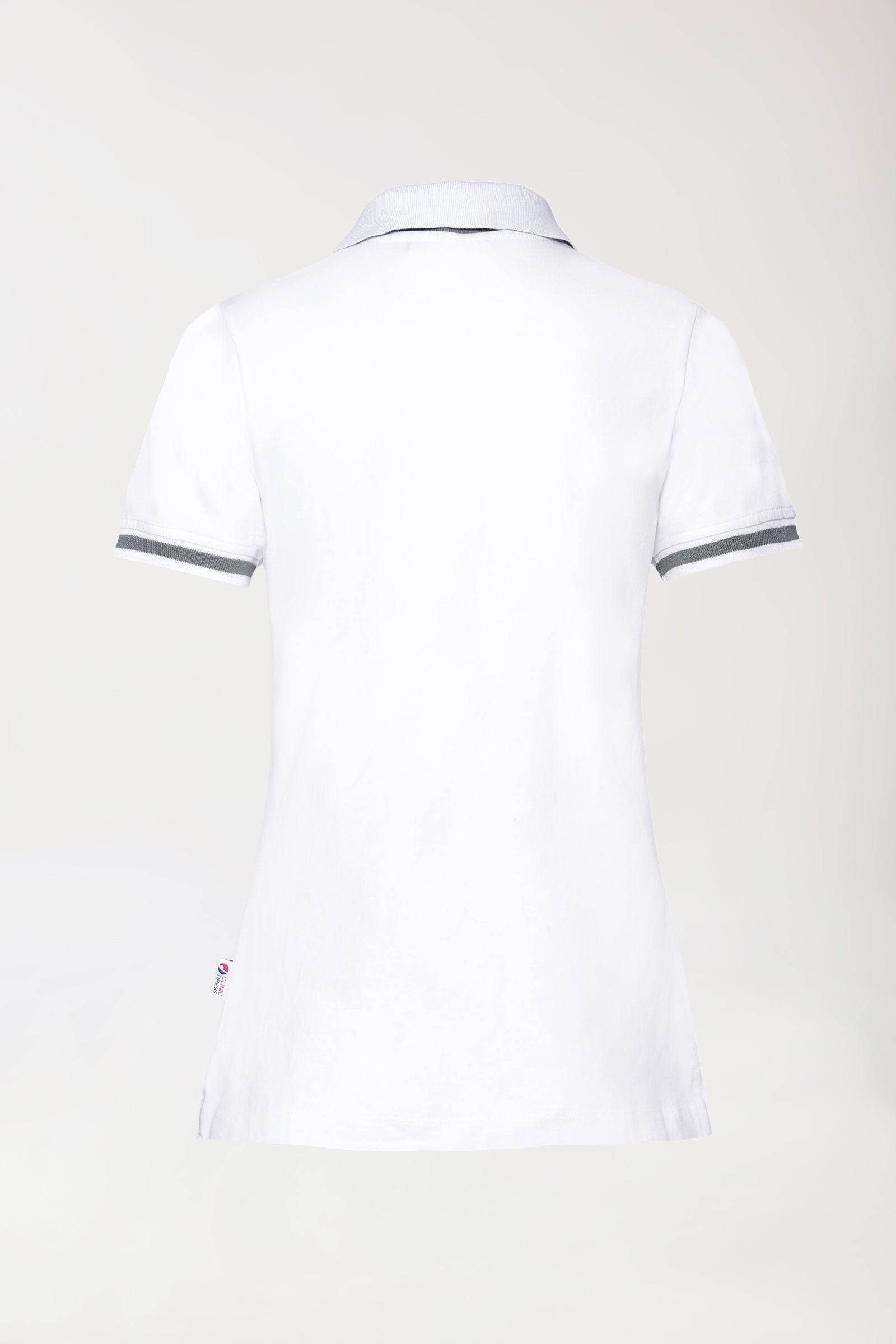 Stretch Shirt Damen - Polokragen weiss/dunkelgrau melange