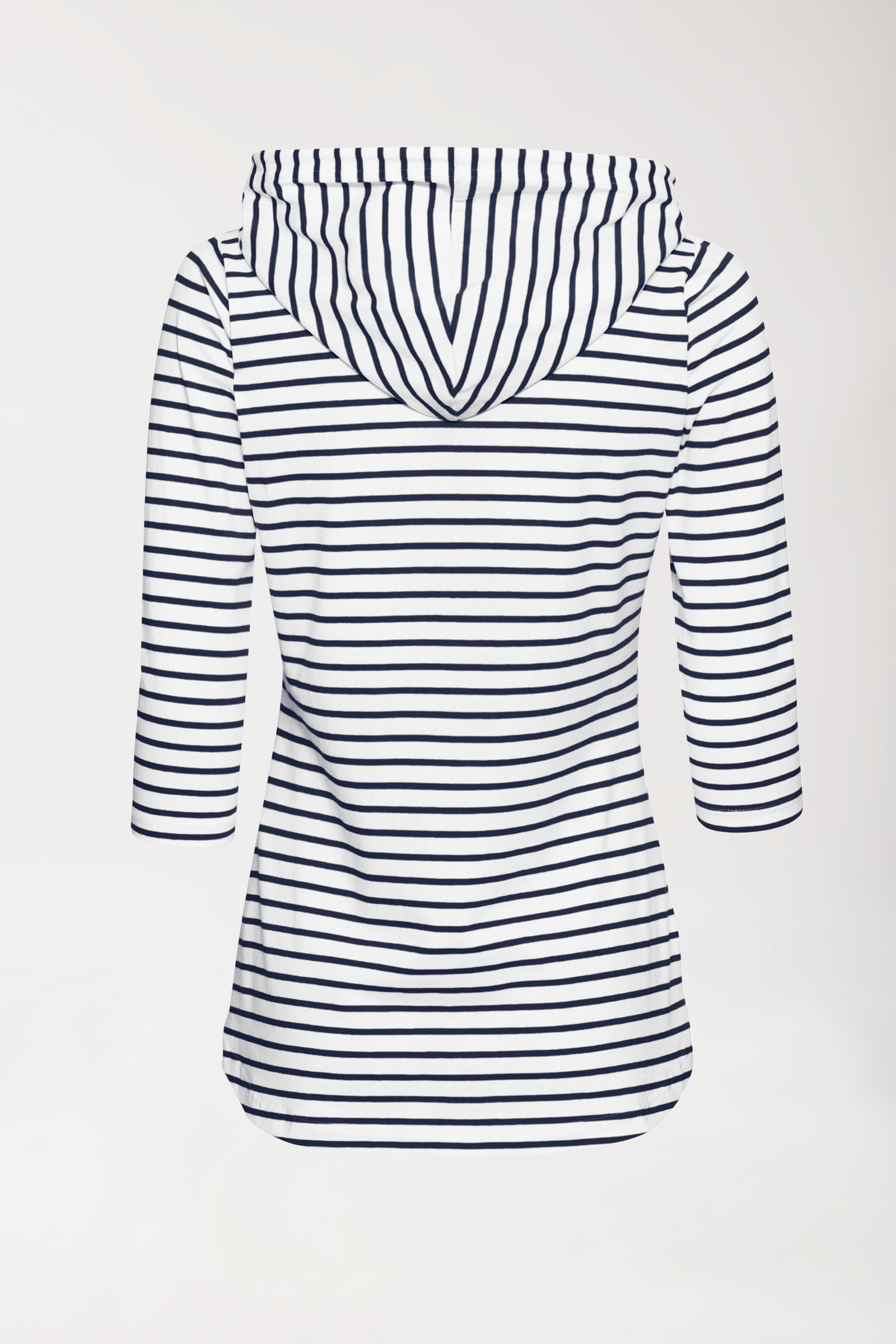 Kapuzenshirt Damen - 3/4 Arm weiss/navy, Rückansicht
