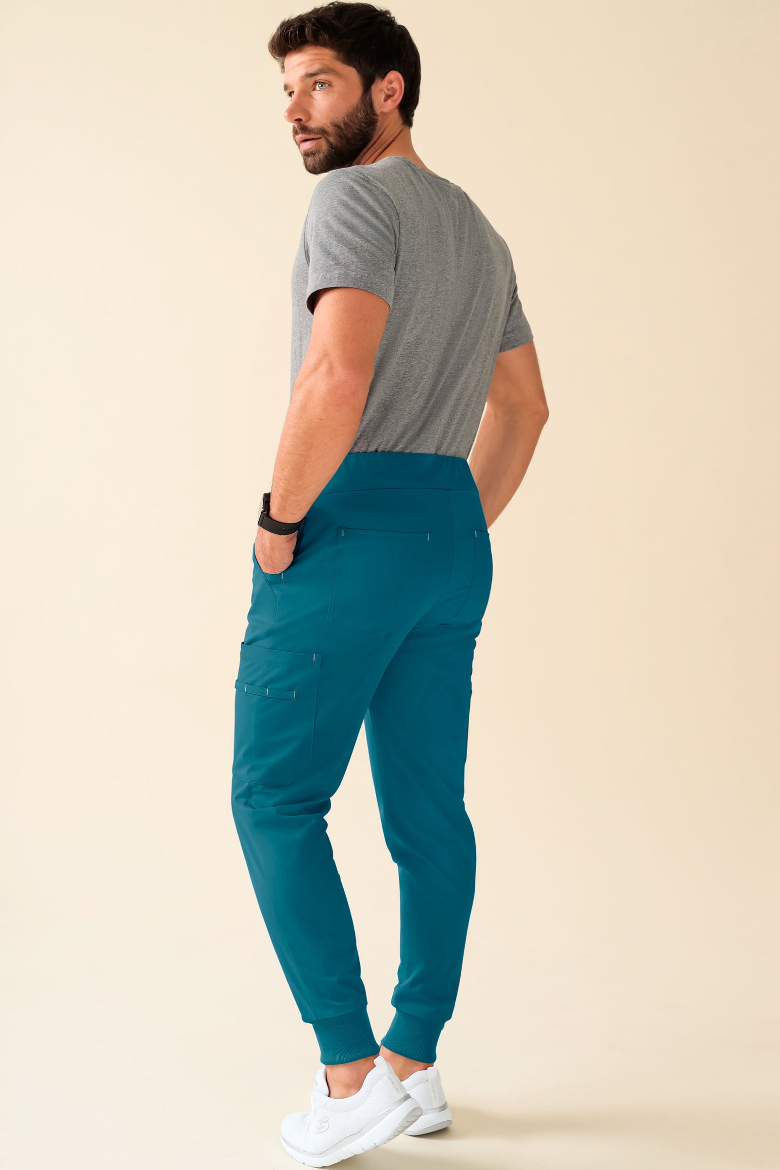 KAERE Hose Herren - Saumbündchen Kurzgr. mit Beintaschen petrol, Vue de dos