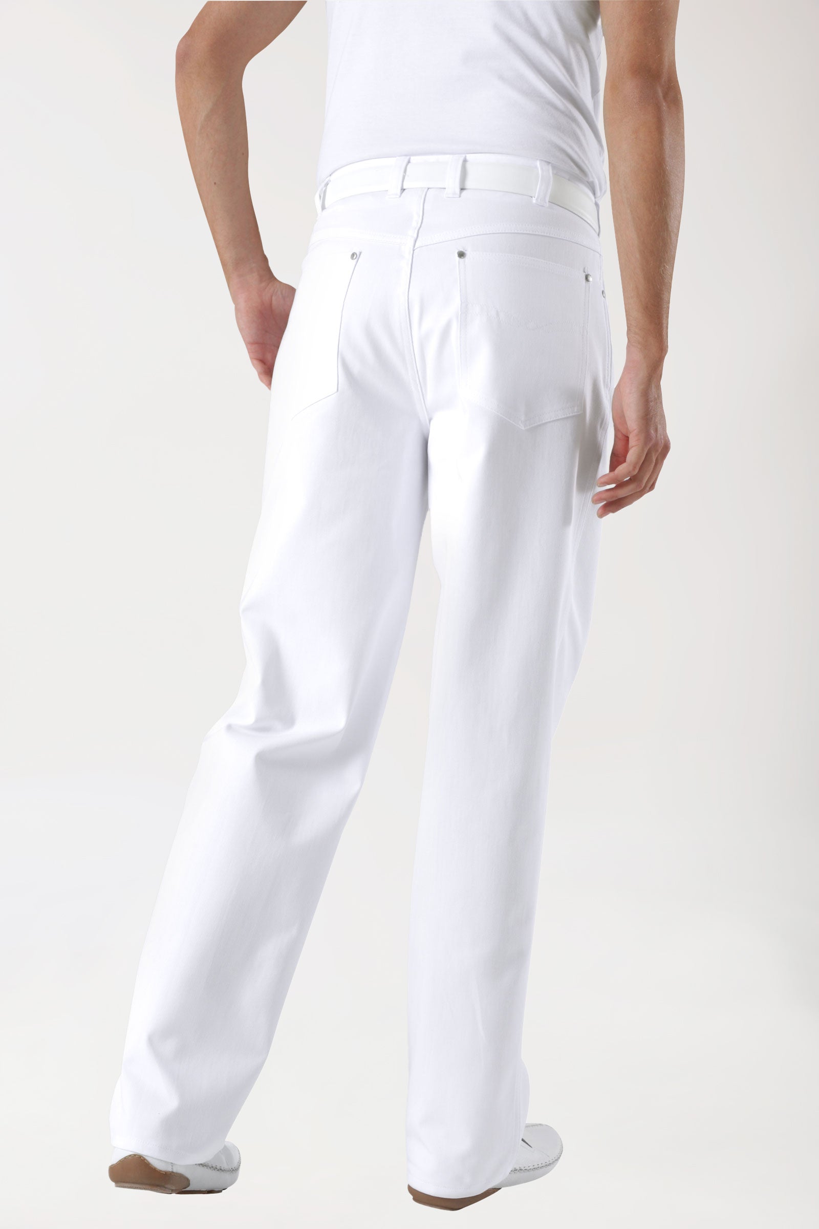 5-Pocket Hose Herren - Jeanslook weiss, Rückansicht