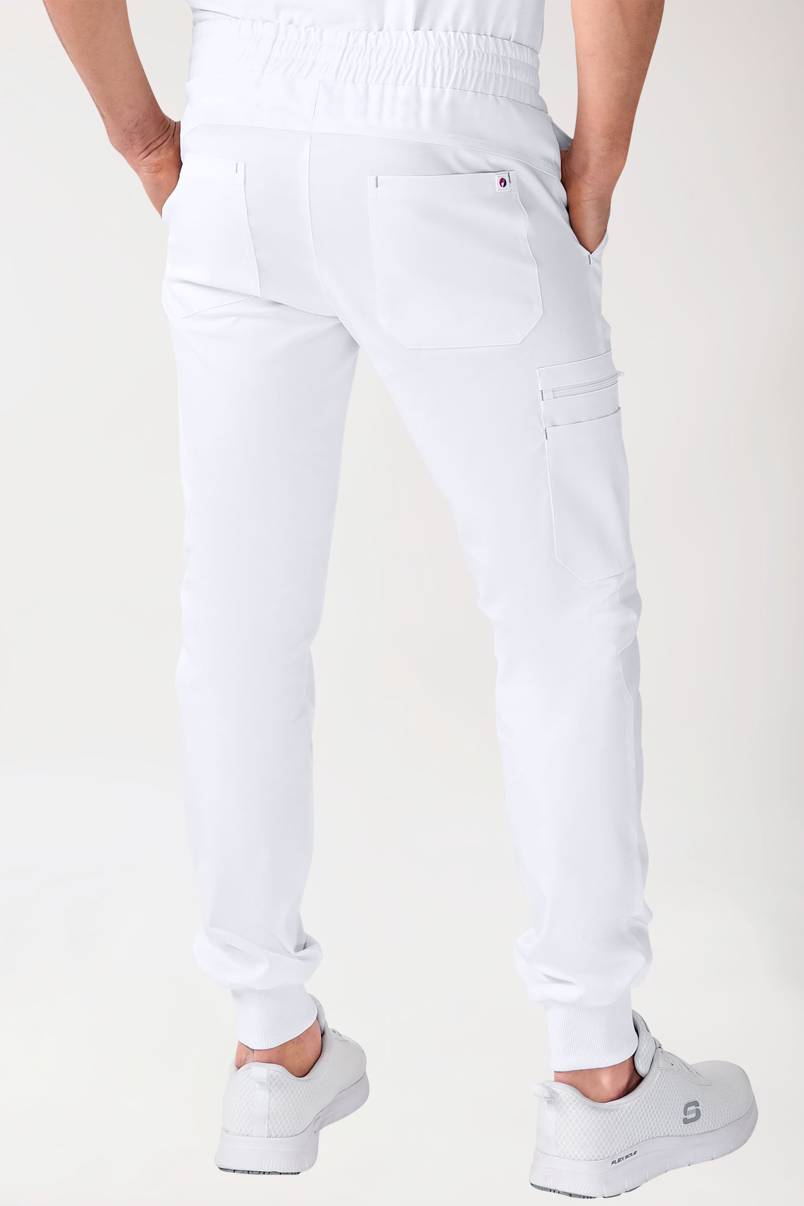 CLINIC STRETCH Hose Herren - Saumbündchen weiss/grau