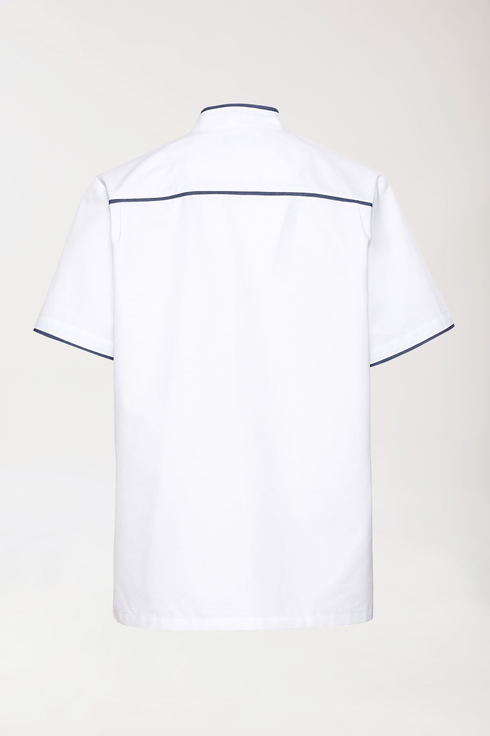 Beauty Kasack Herren - durchgeknöpft weiss/jeansblau