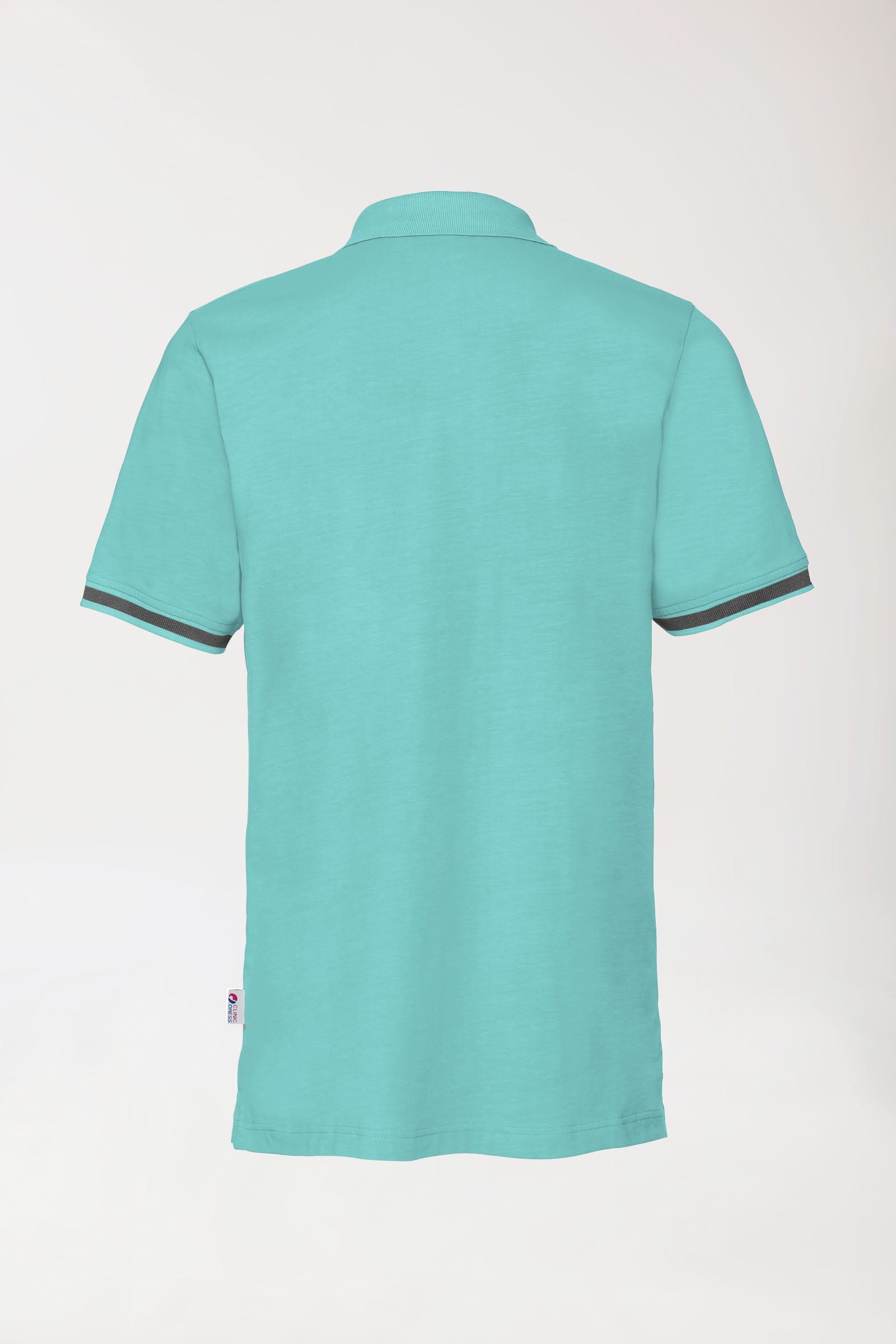Stretch Shirt Herren - Polokragen aqua green/dunkelgrau melange, Rückansicht