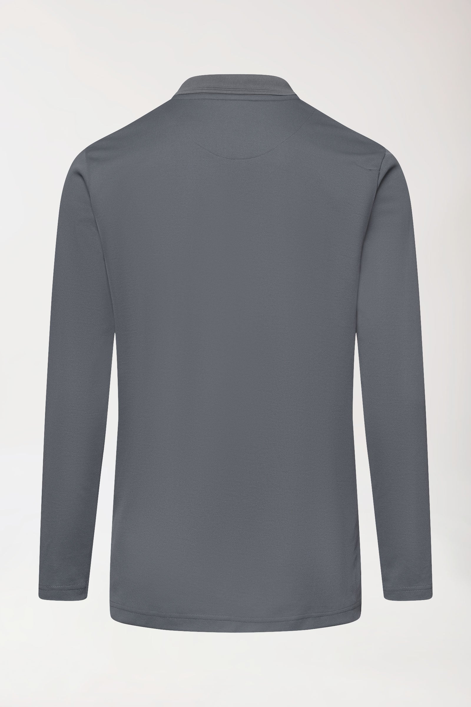 COMFY FLEX Stretch Longsleeve Herren - Polokragen steingrau, Rückansicht