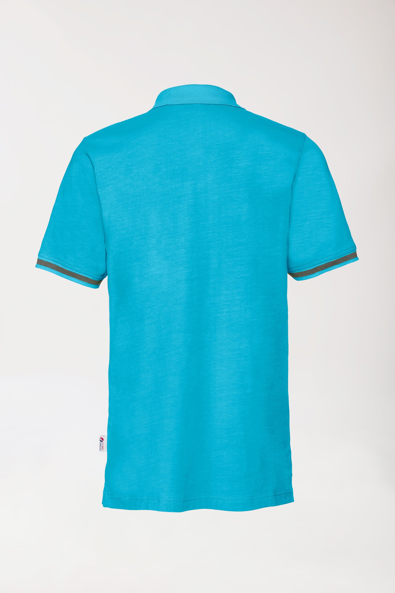 Stretch Shirt Herren - Polokragen türkis/dunkelgrau melange, Rückansicht