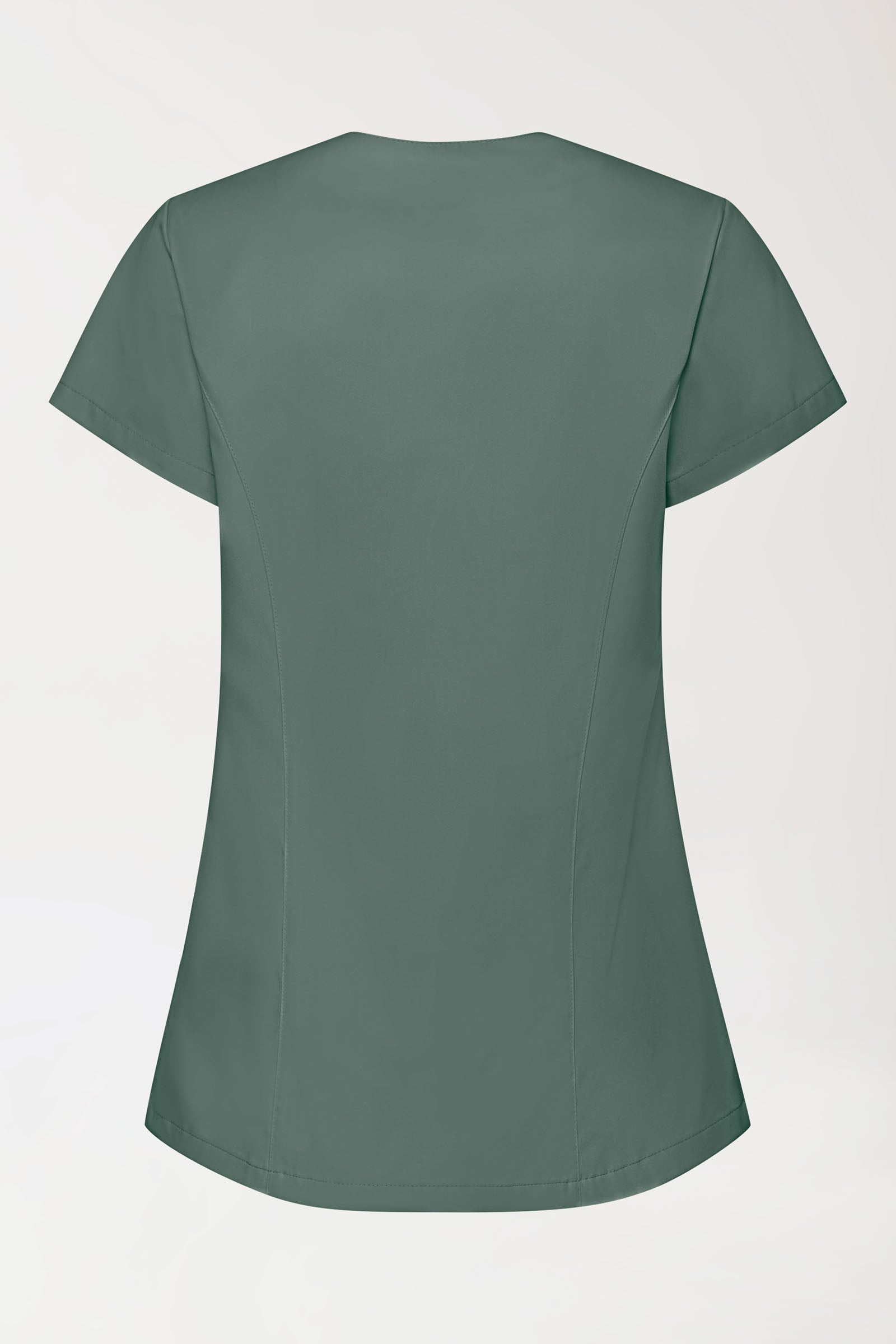 GREEN Stretch Kasack Damen - asymmetrische Druckknopfleiste dunkelgrün, Vue de dos