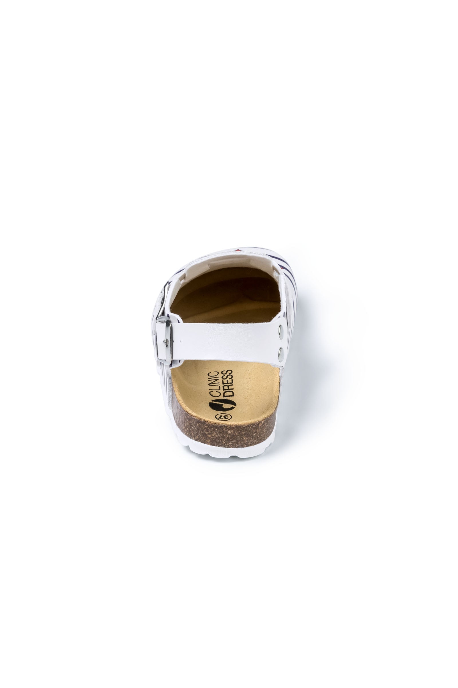 Damen Clog weiss/marine/rot, Vue de dos