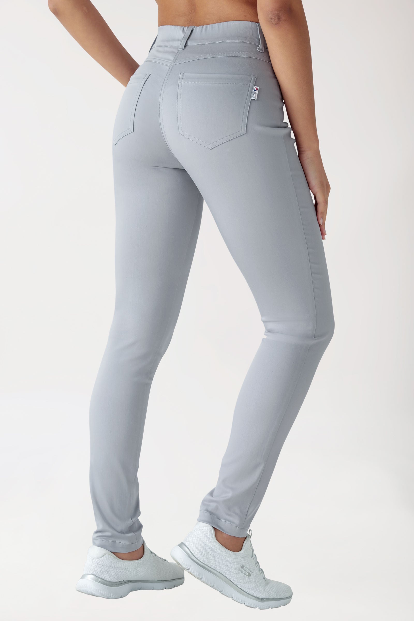 Stretch 5-Pocket Hose Damen - schlankes Bein grau