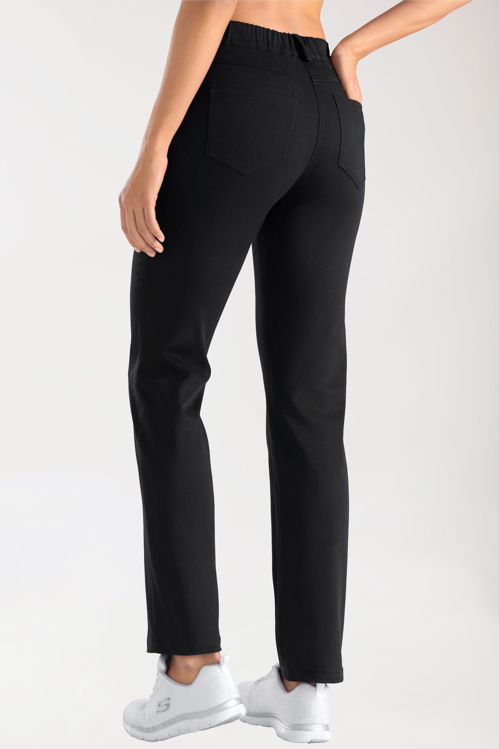 Stretch 5-Pocket Hose Damen - gerades Bein schwarz