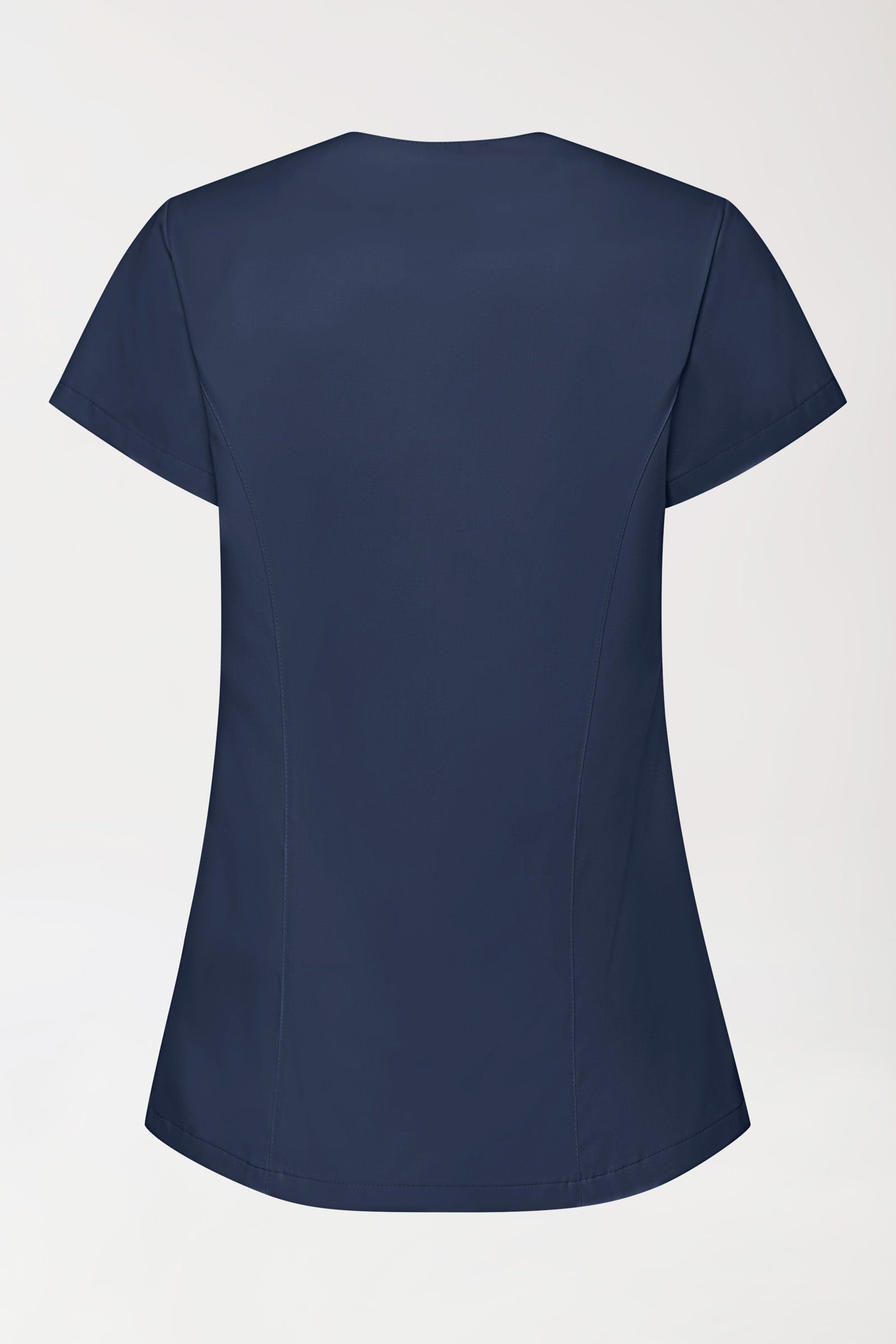 GREEN Stretch Kasack Damen - asymmetrische Druckknopfleiste navy, Rückansicht