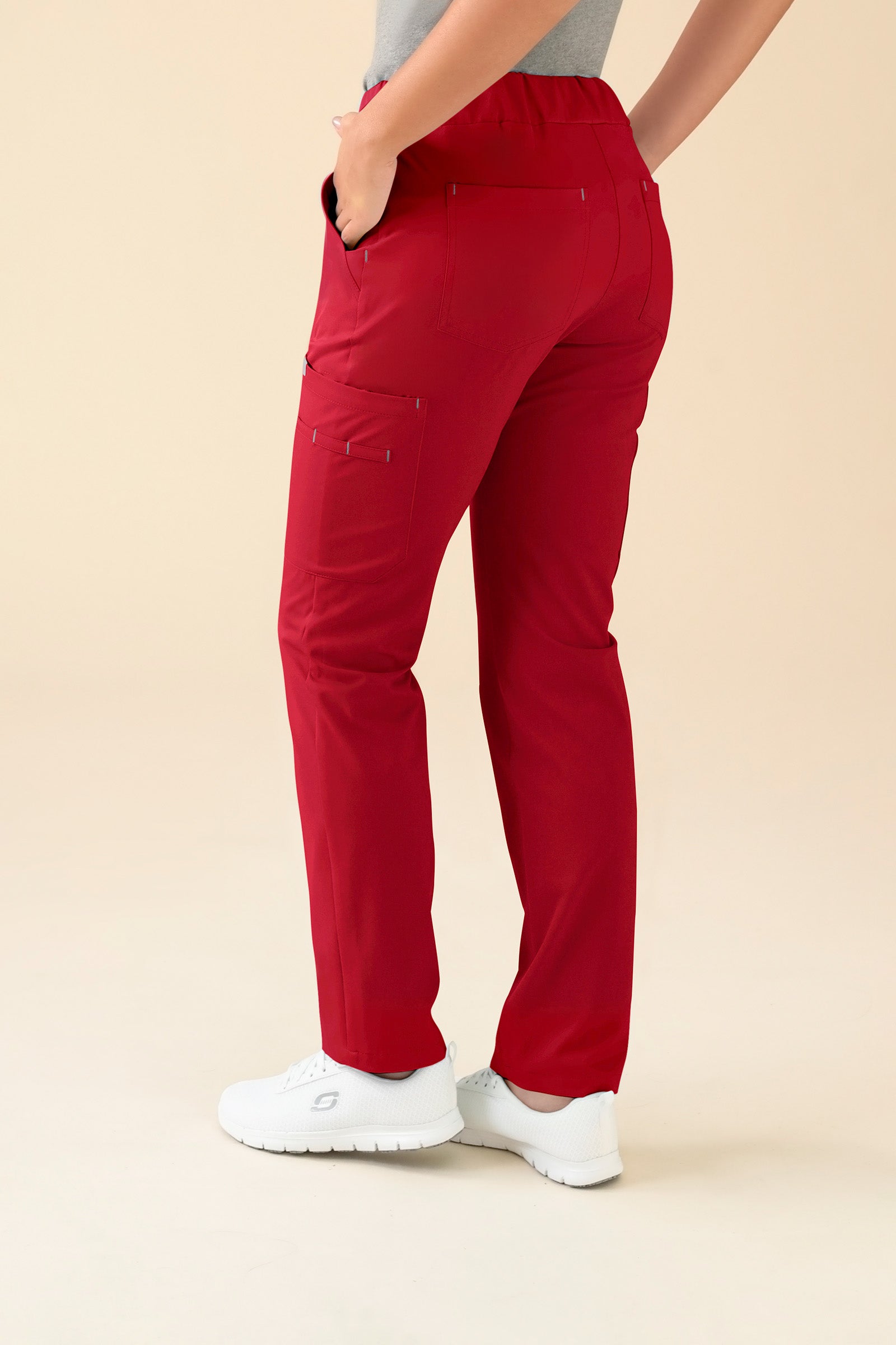 KAERE Hose Damen - gerader Saum mit Beintaschen rot