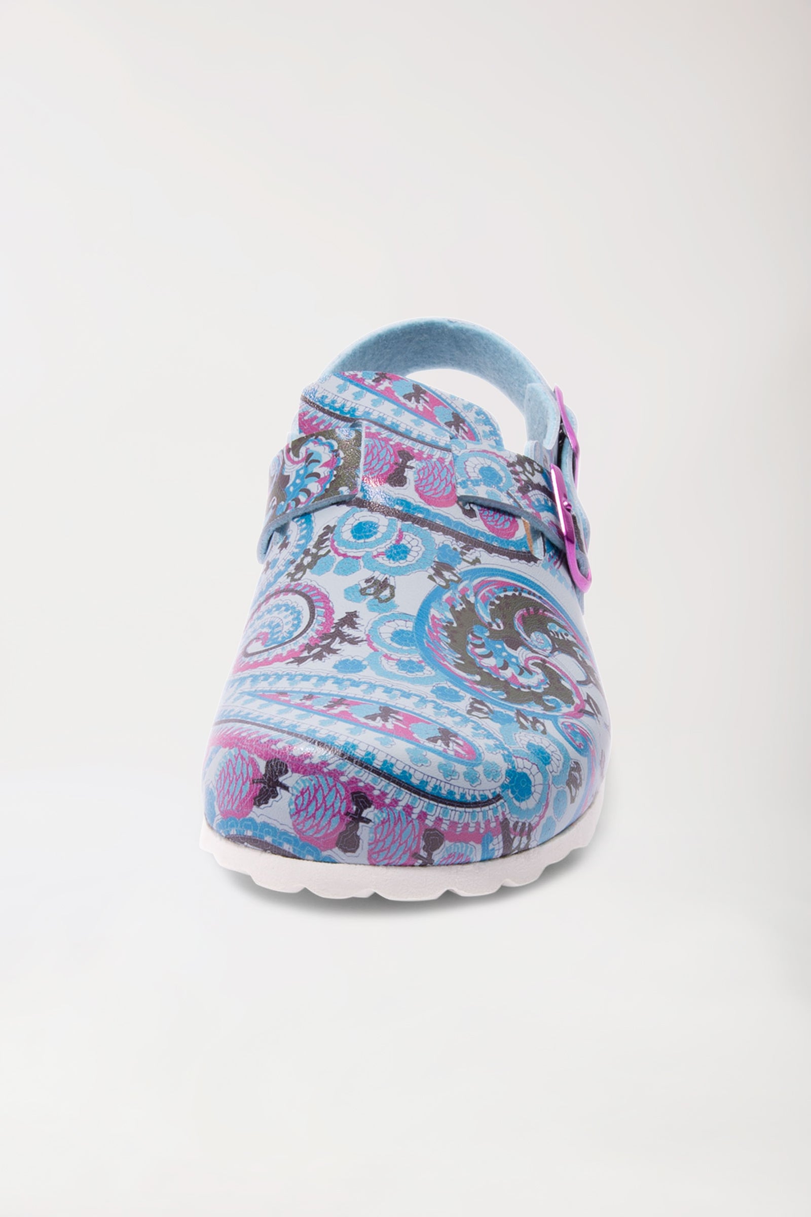 Damen Clog bunt/blau, Rückansicht