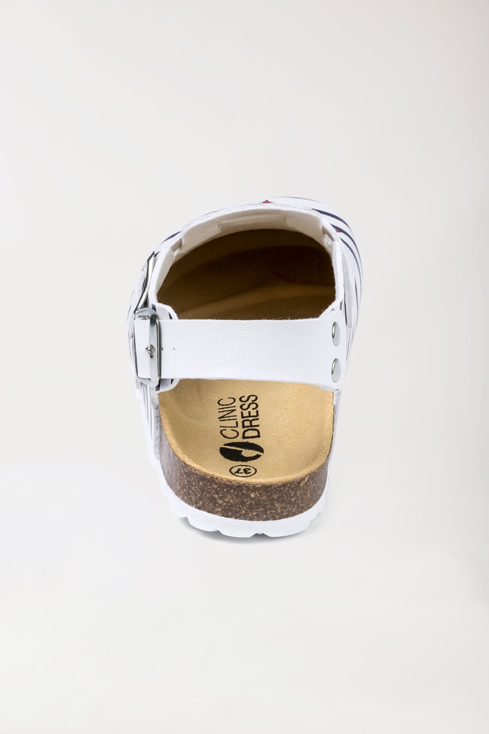 Damen Clog weiss/marine/rot, Vue de dos