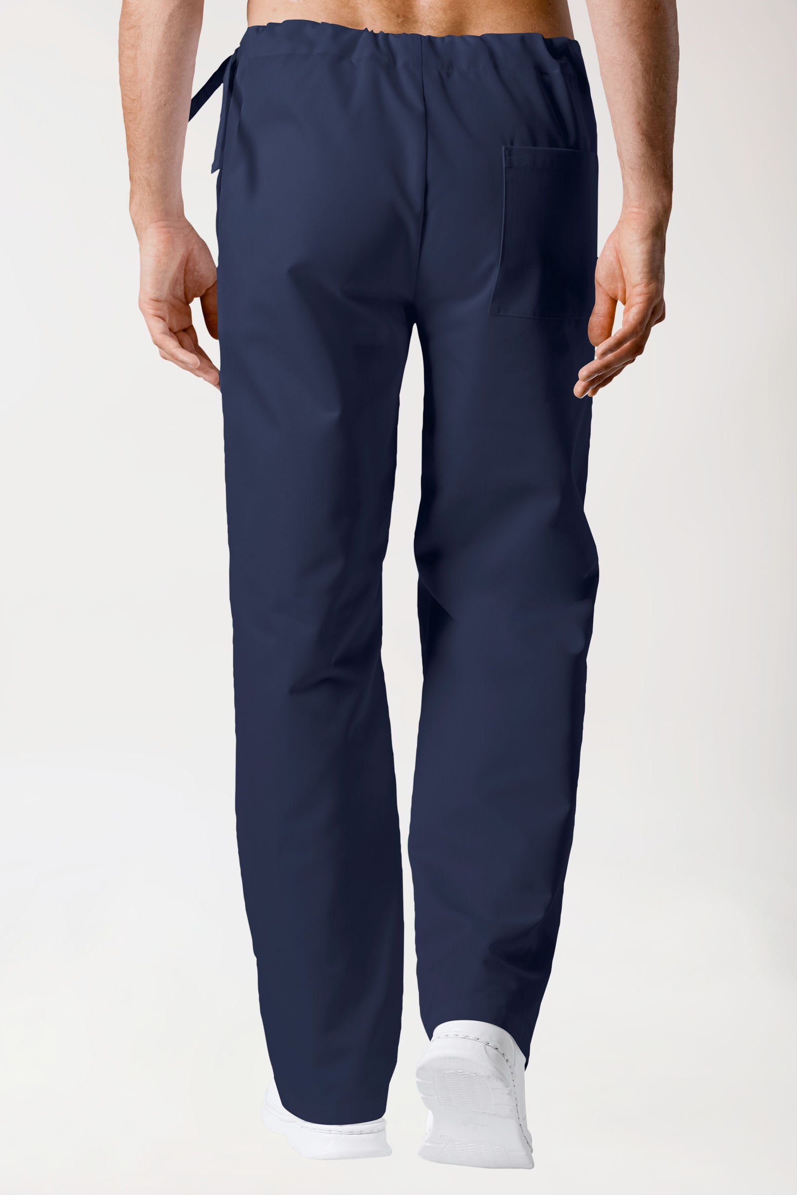 Baumwoll Hose Unisex - seitlicher Knopfverschluss navy, Rückansicht
