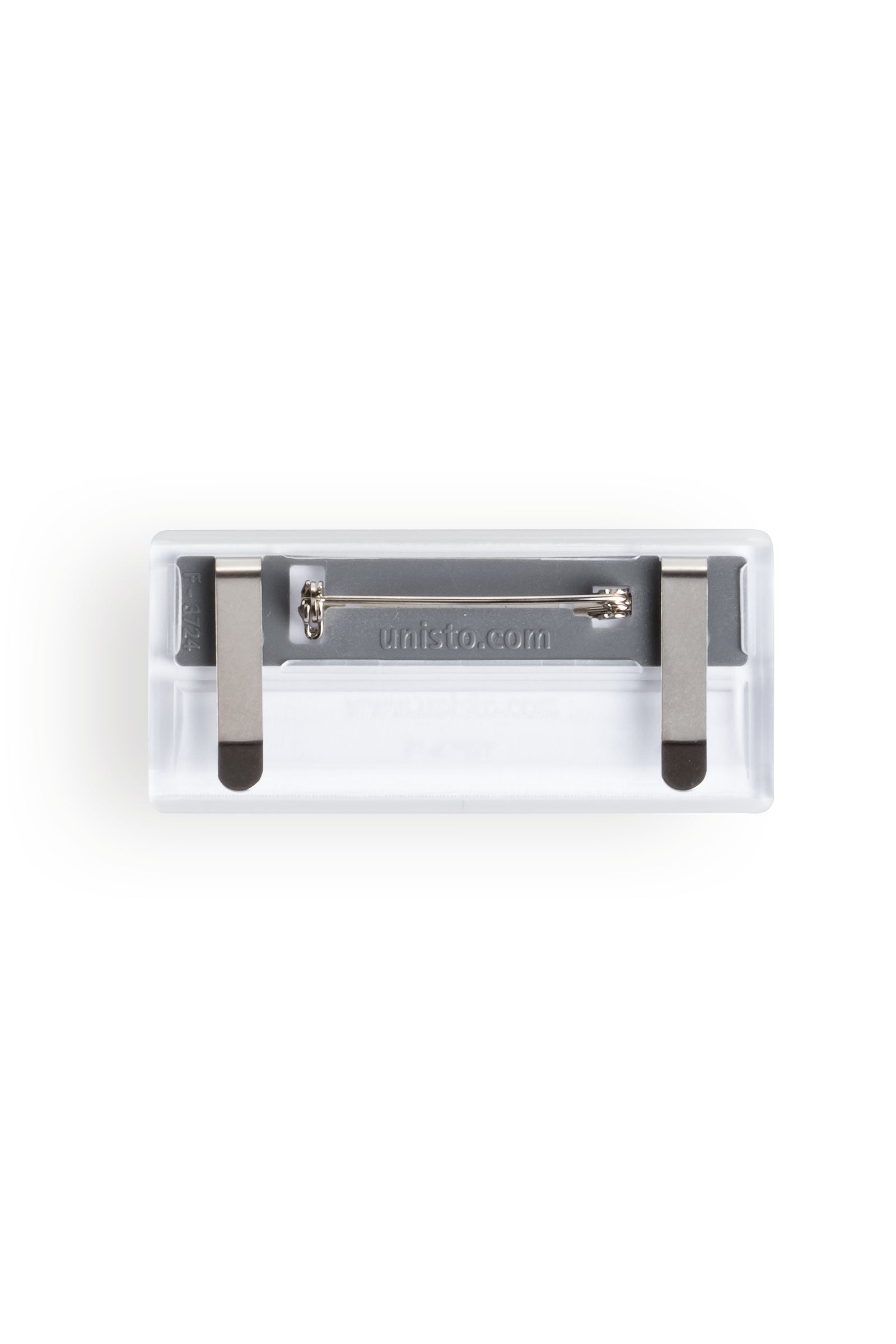 Namensschild Anstecker Silber Metallic 7x3 cm, Vue de dos