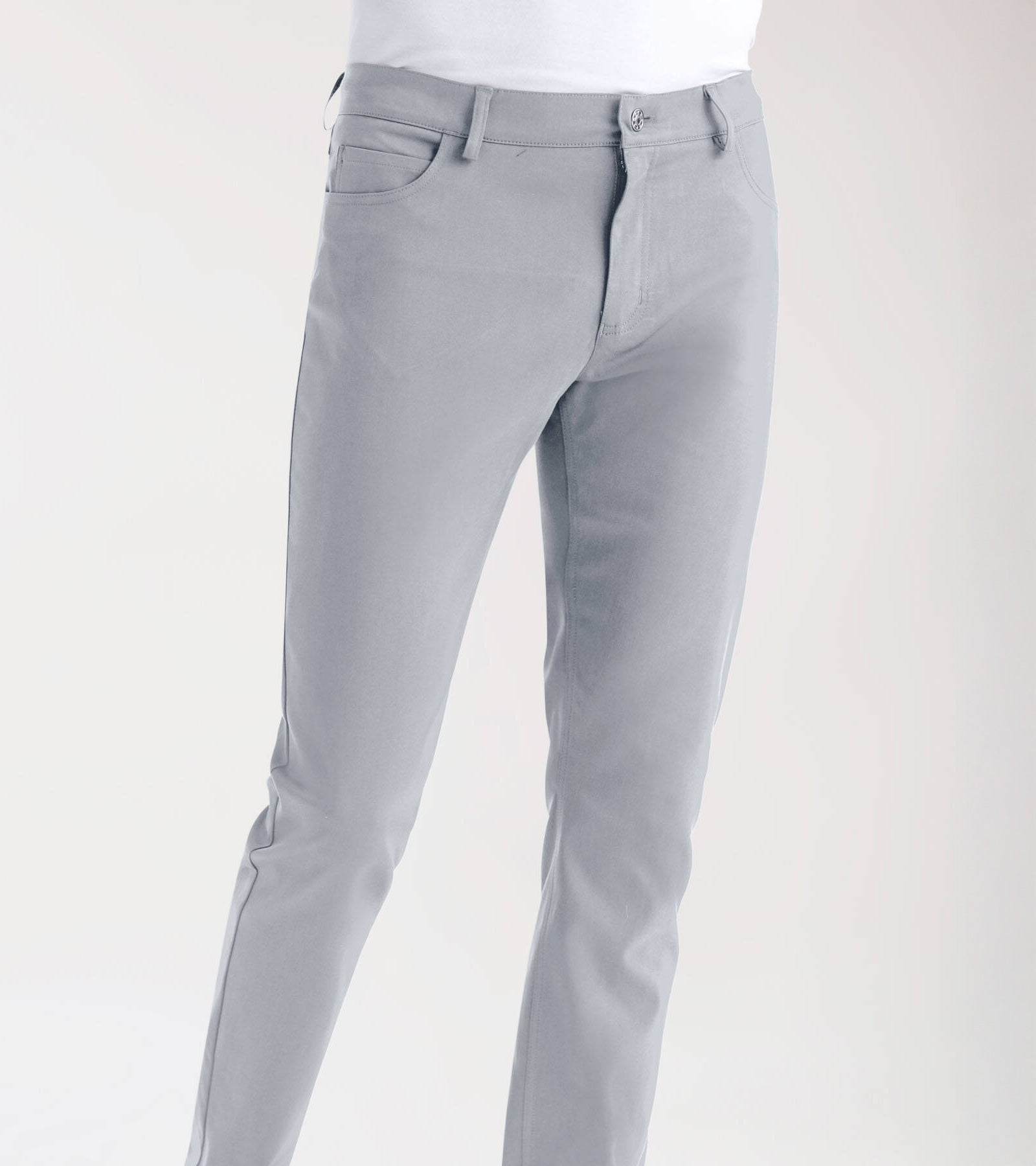 Nahaufnahme graue Herren 5-Pocket-Hose