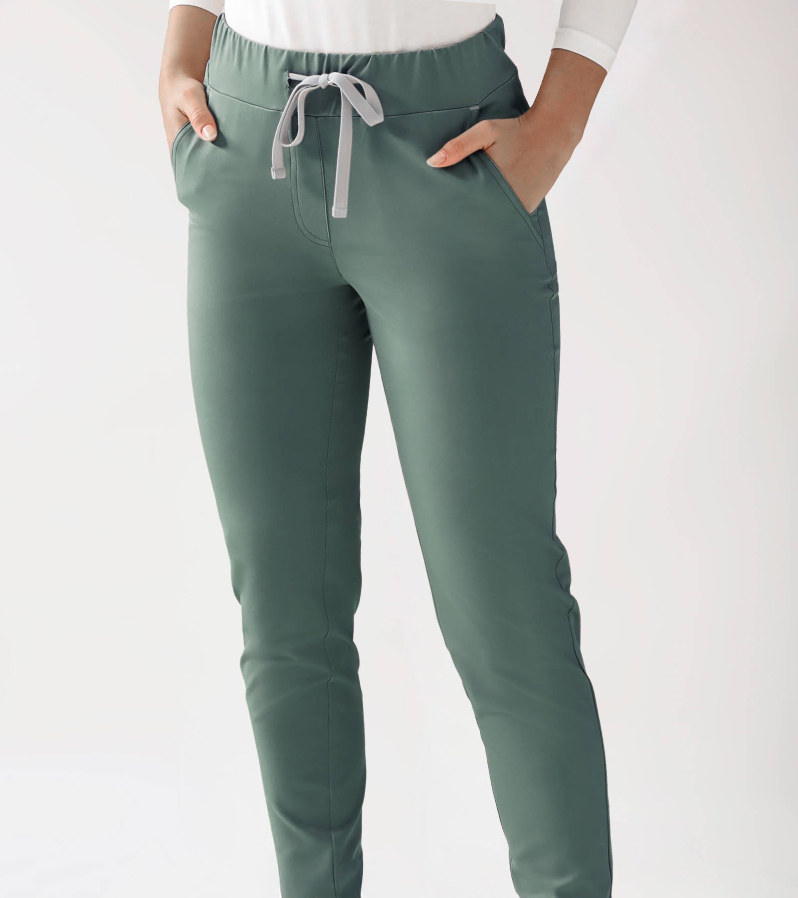 Nahaufnahme dunkelgrüne Damen-Jogpants