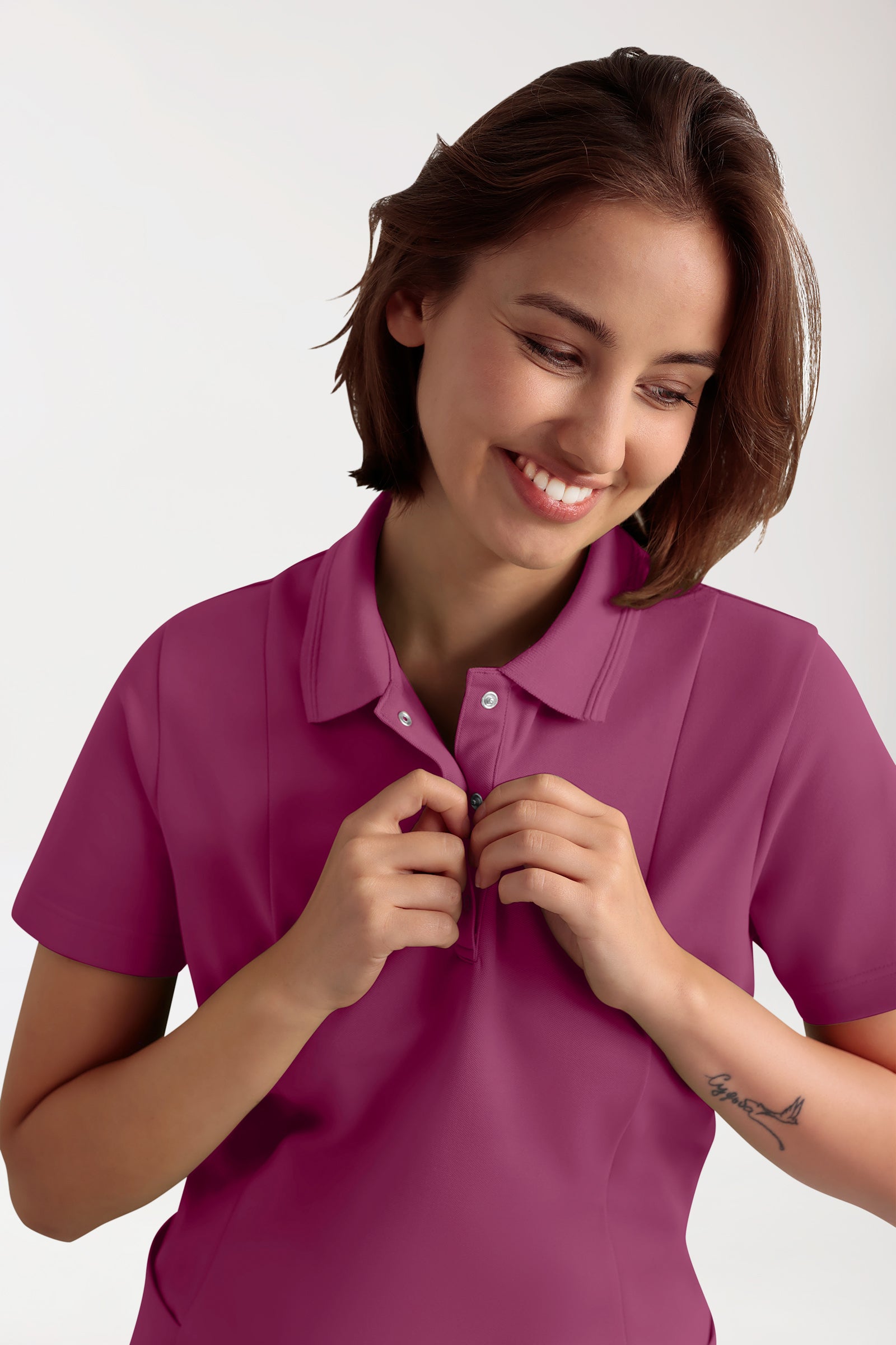 COMFY FLEX Stretch Schlupfkasack Damen - Polokragen berry