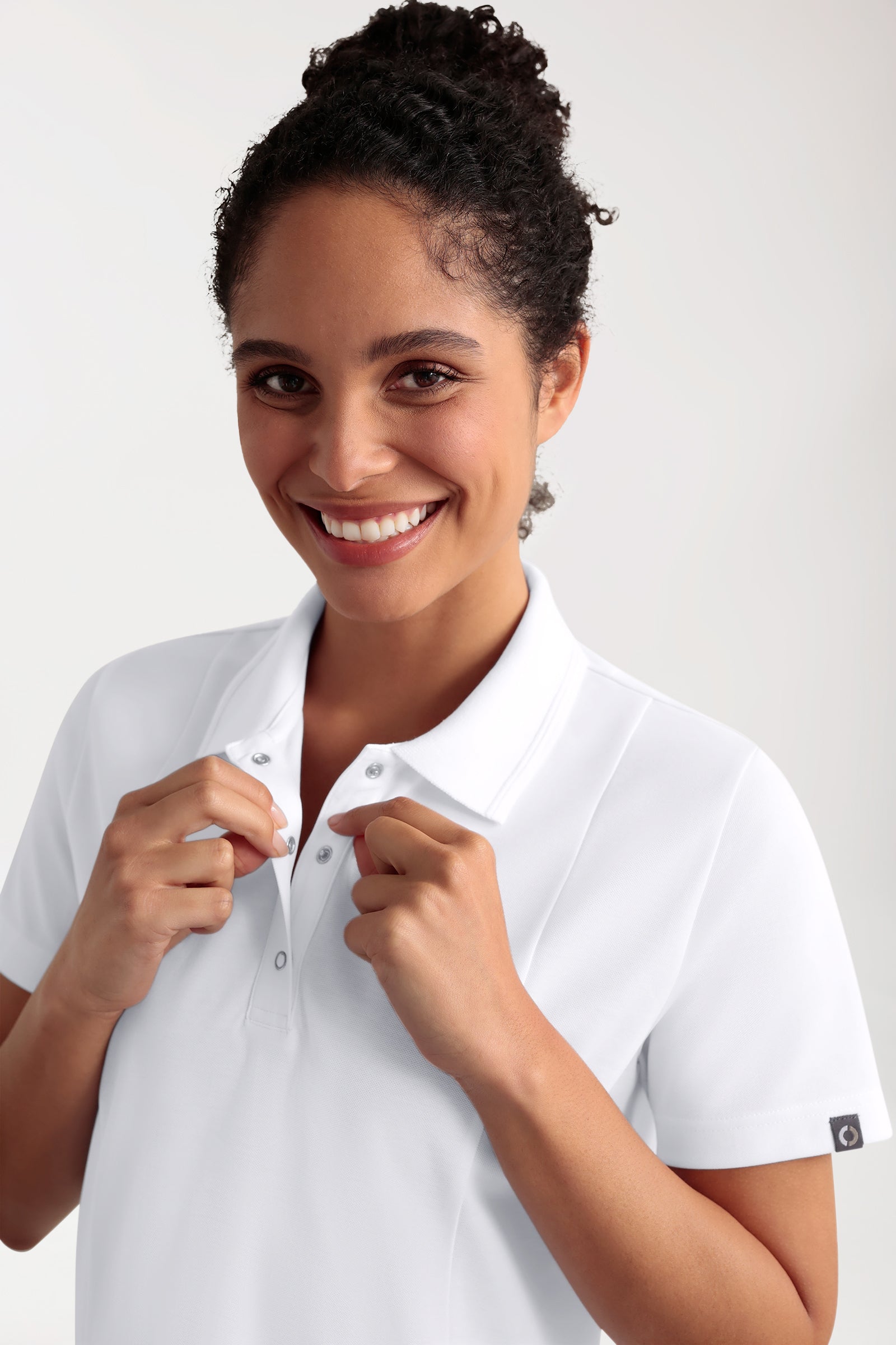 COMFY FLEX Stretch Schlupfkasack Damen - Polokragen weiss