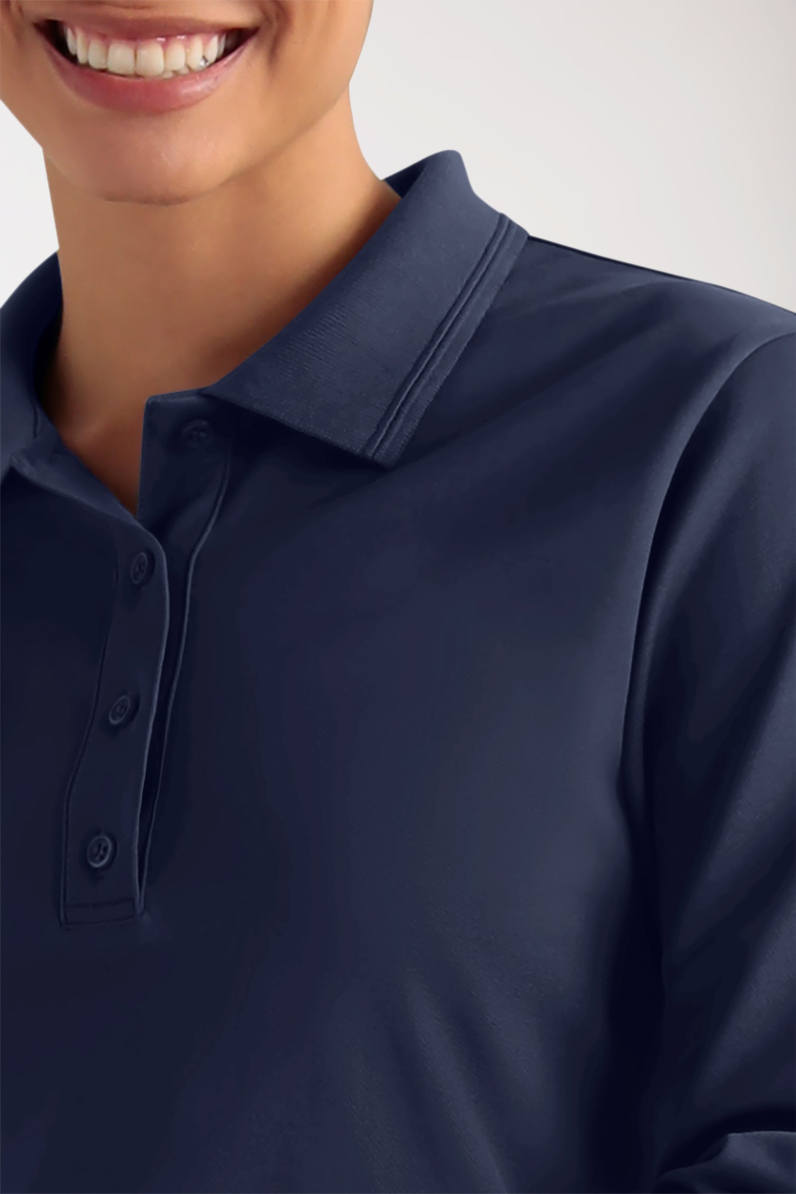 COMFY FLEX Stretch Longsleeve Damen - Polokragen navy