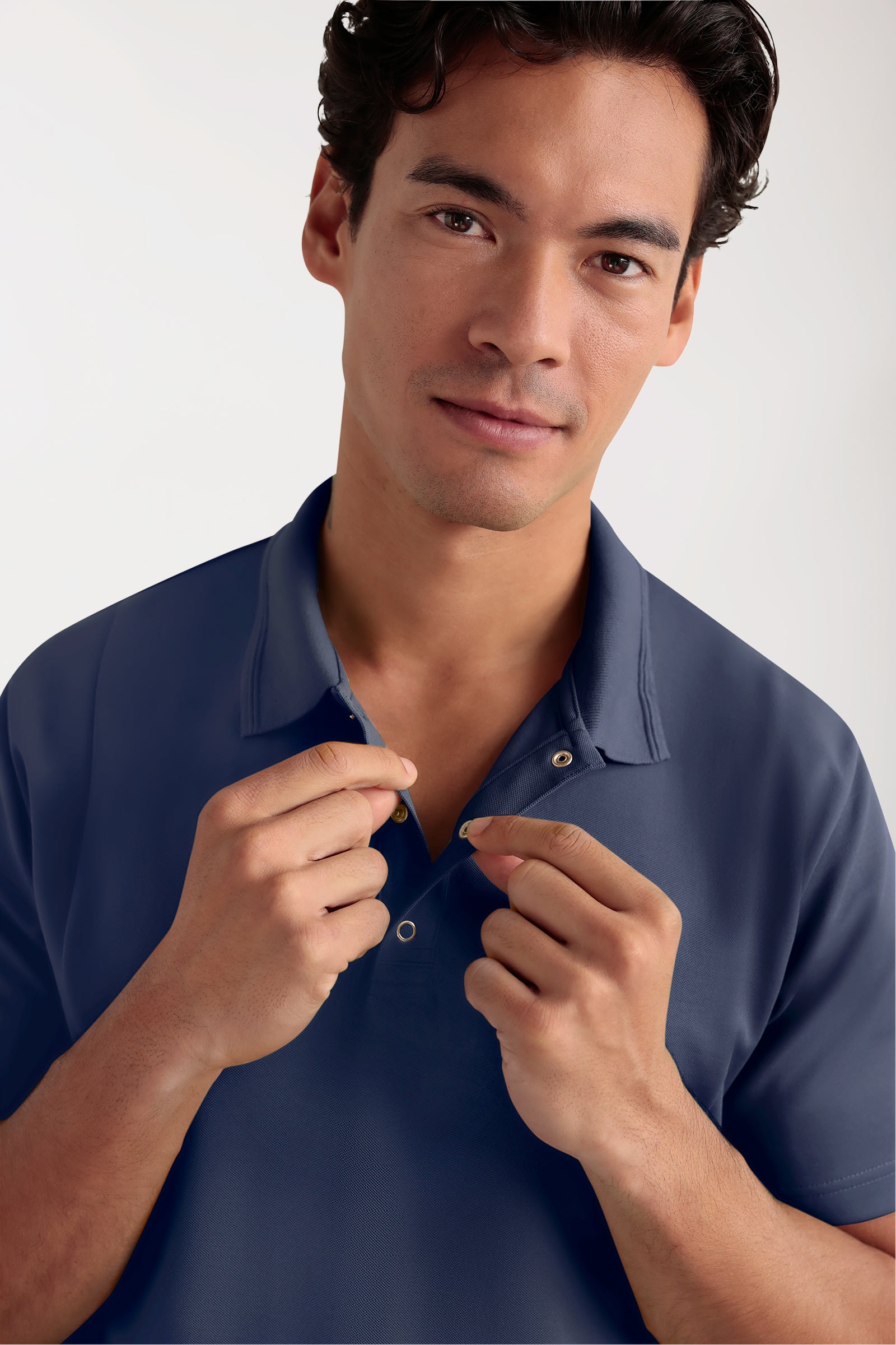 COMFY FLEX Stretch Schlupfkasack Herren - Polokragen navy