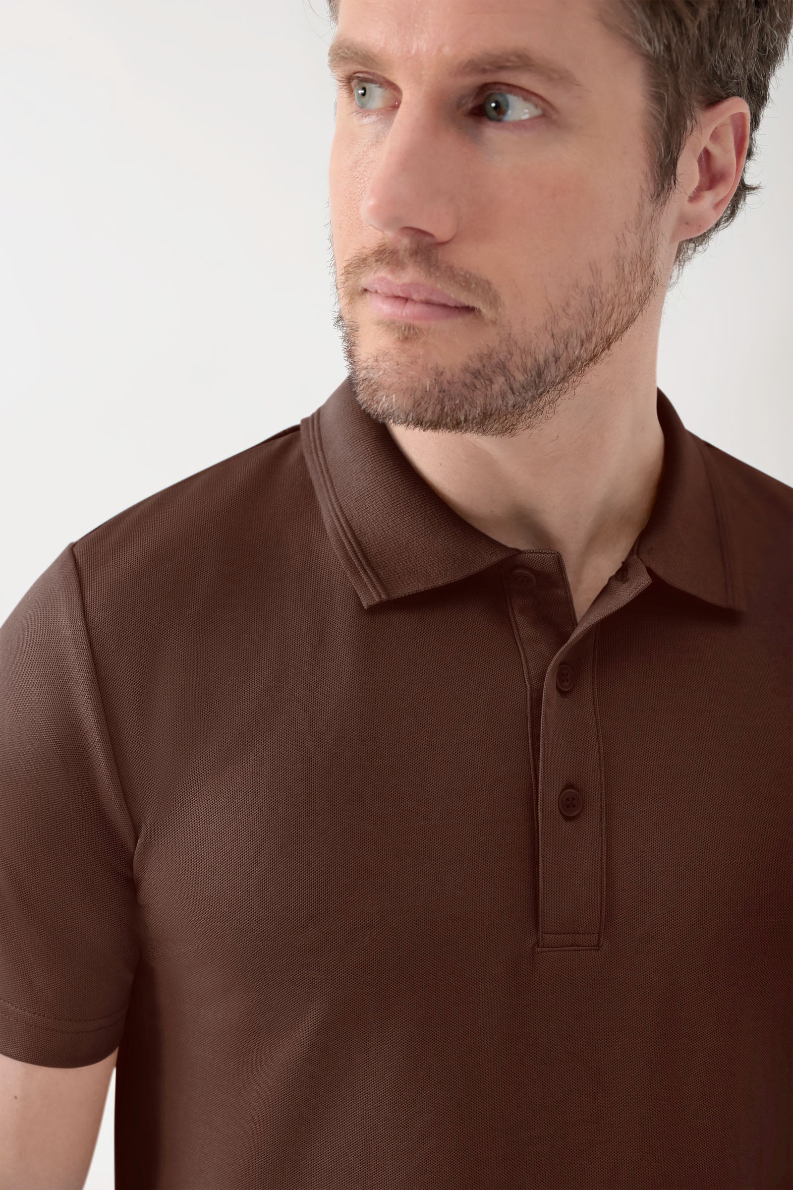 COMFY FLEX Stretch Shirt Herren - Polokragen coffee