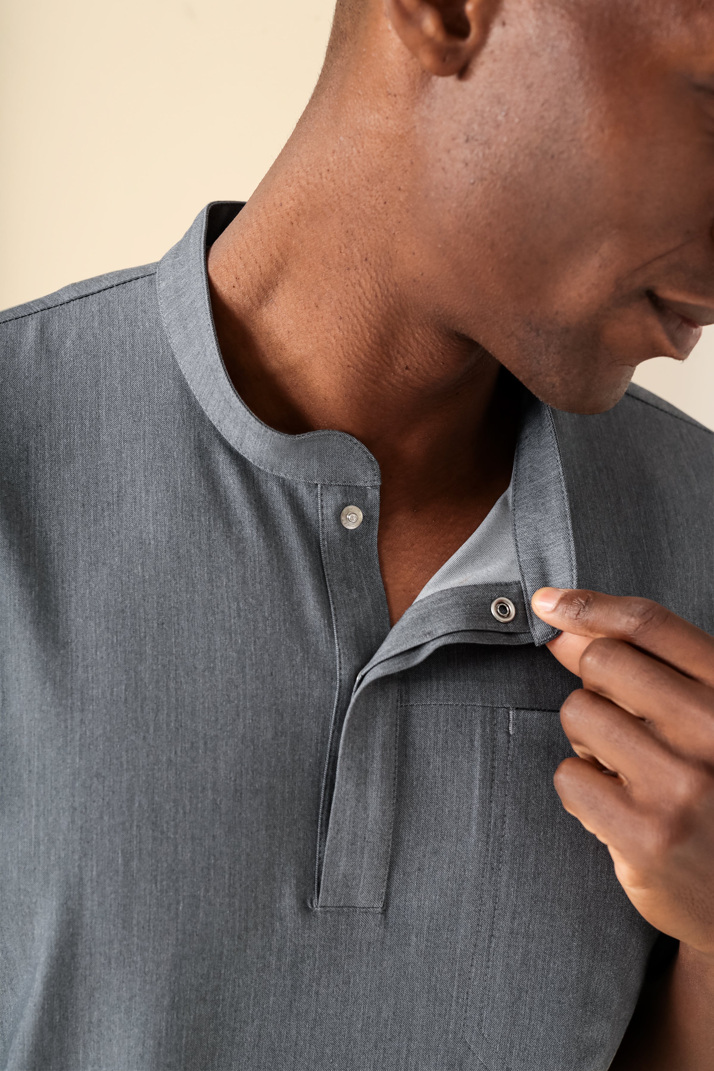 KAERE Schlupfkasack Herren - Stehkragen grau melange