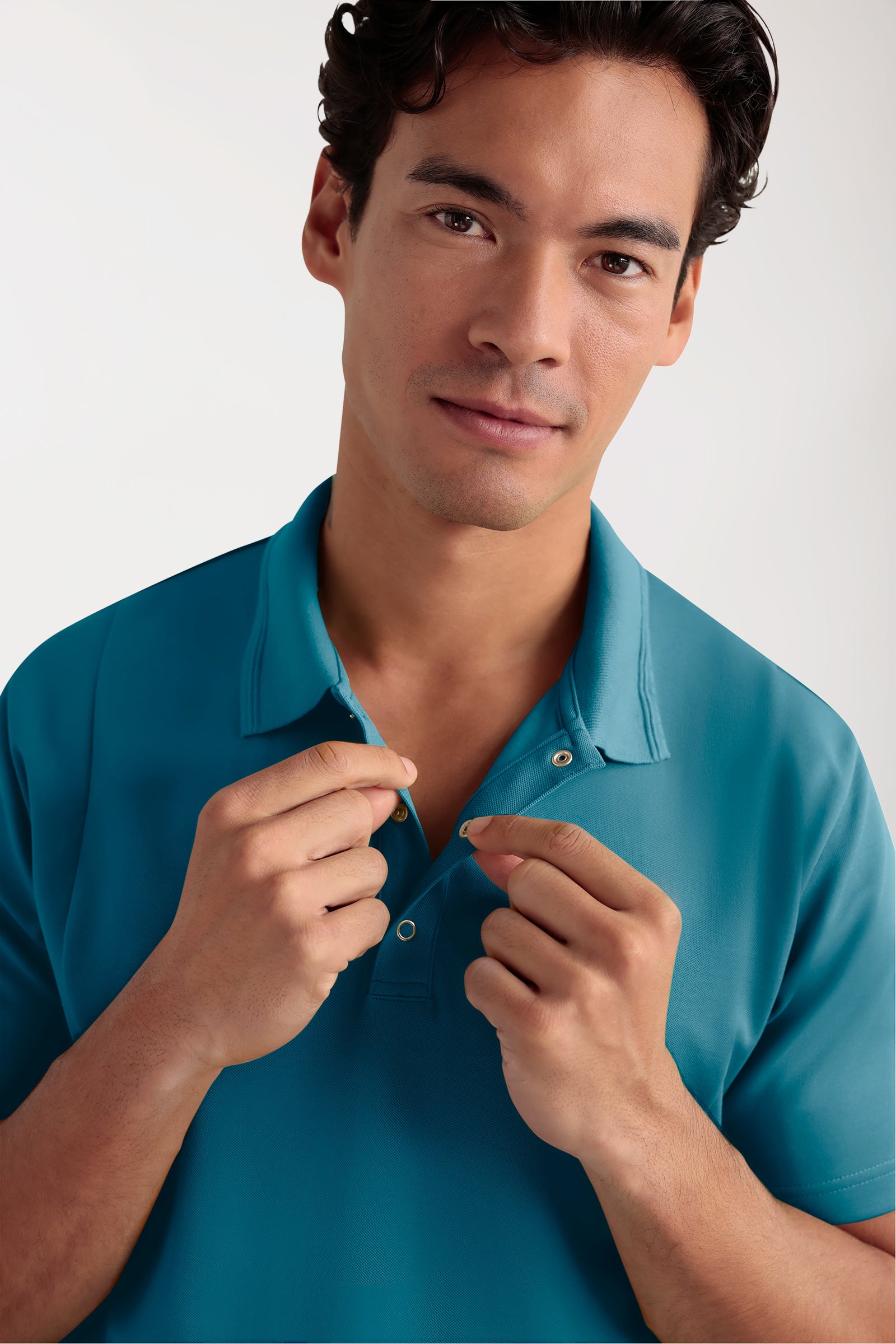 COMFY FLEX Stretch Schlupfkasack Herren - Polokragen petrol