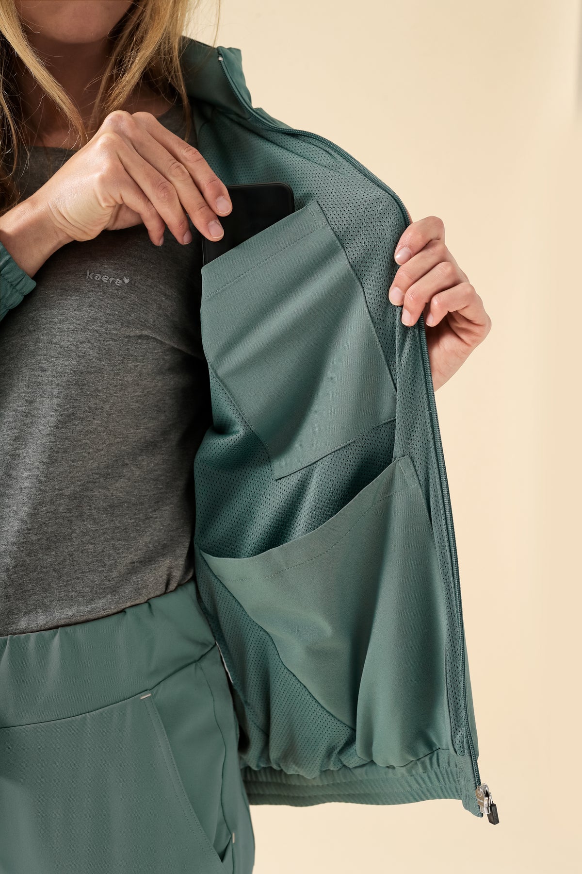 KAERE Blousonjacke Damen - mit elastischen Bündchen dunkelgrün