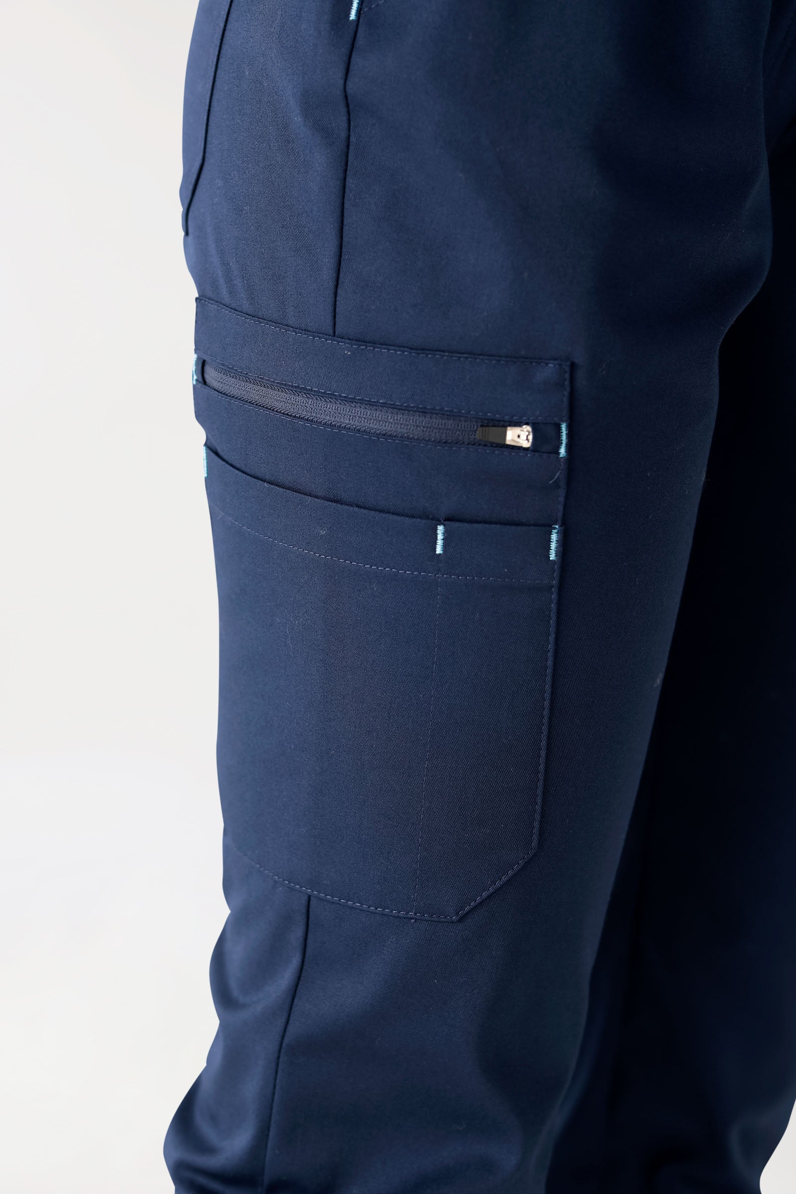 CLINIC STRETCH Hose Damen - Strickbund navy/himmelblau