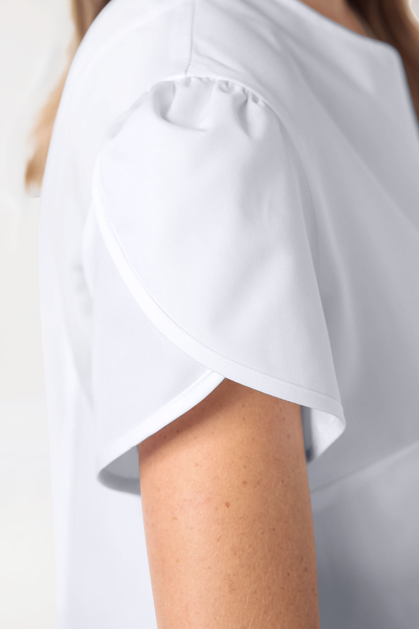 Beauty Kasack Damen - mit Puffärmel weiss