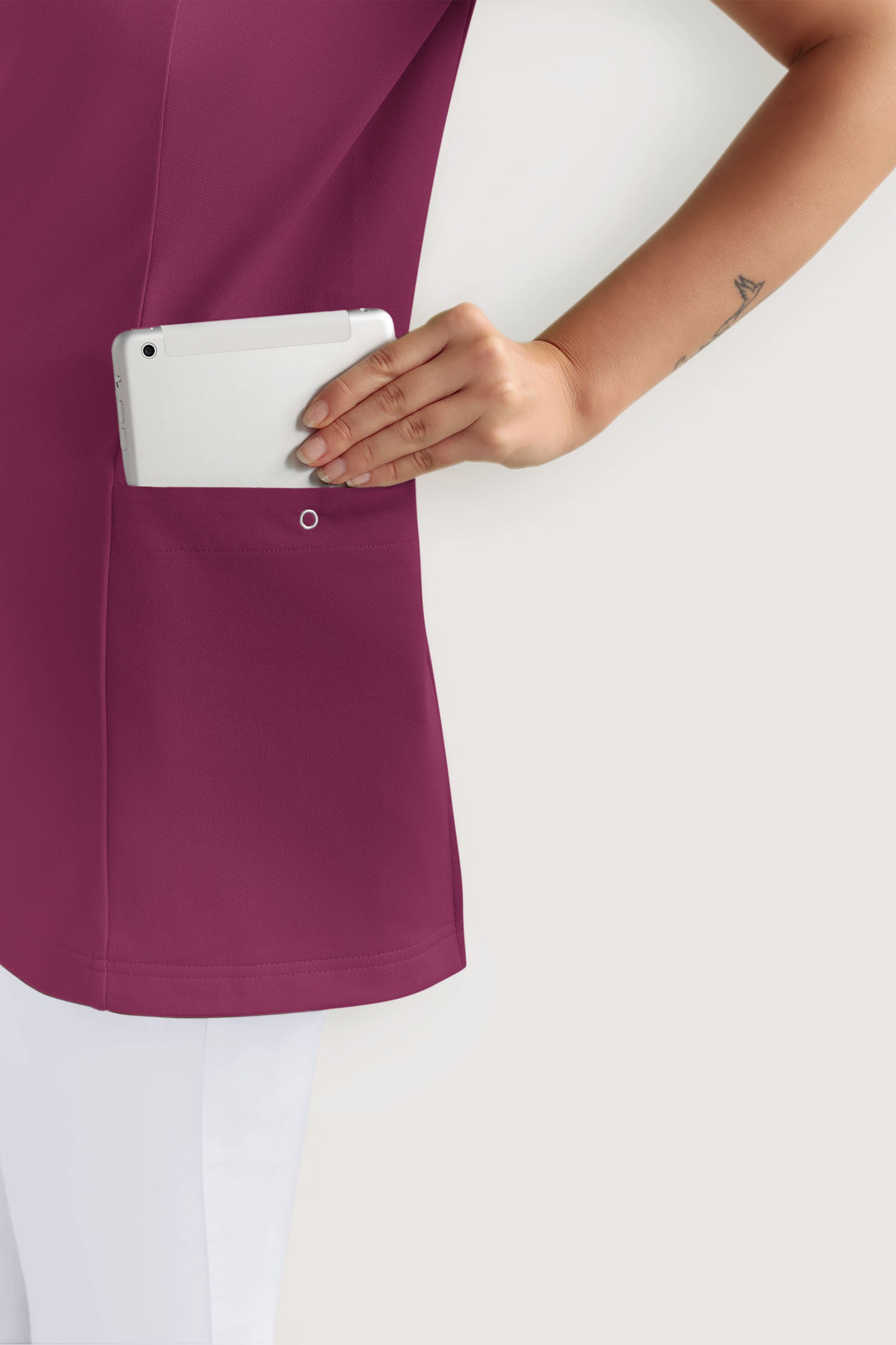 COMFY FLEX Stretch Schlupfkasack Damen - mit Druckknöpfen berry