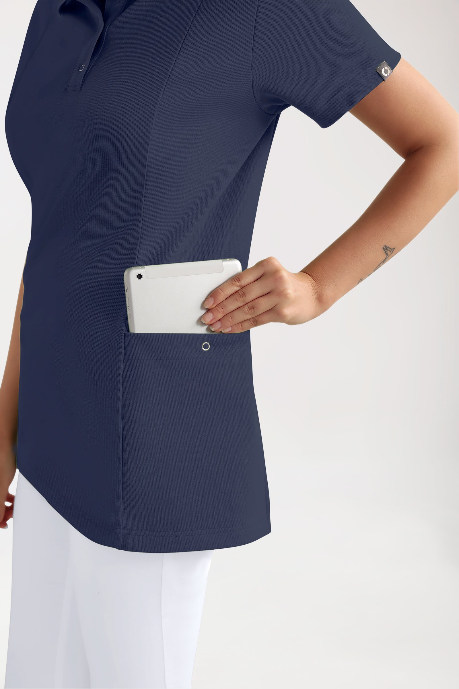 COMFY FLEX Stretch Schlupfkasack Damen - Polokragen navy