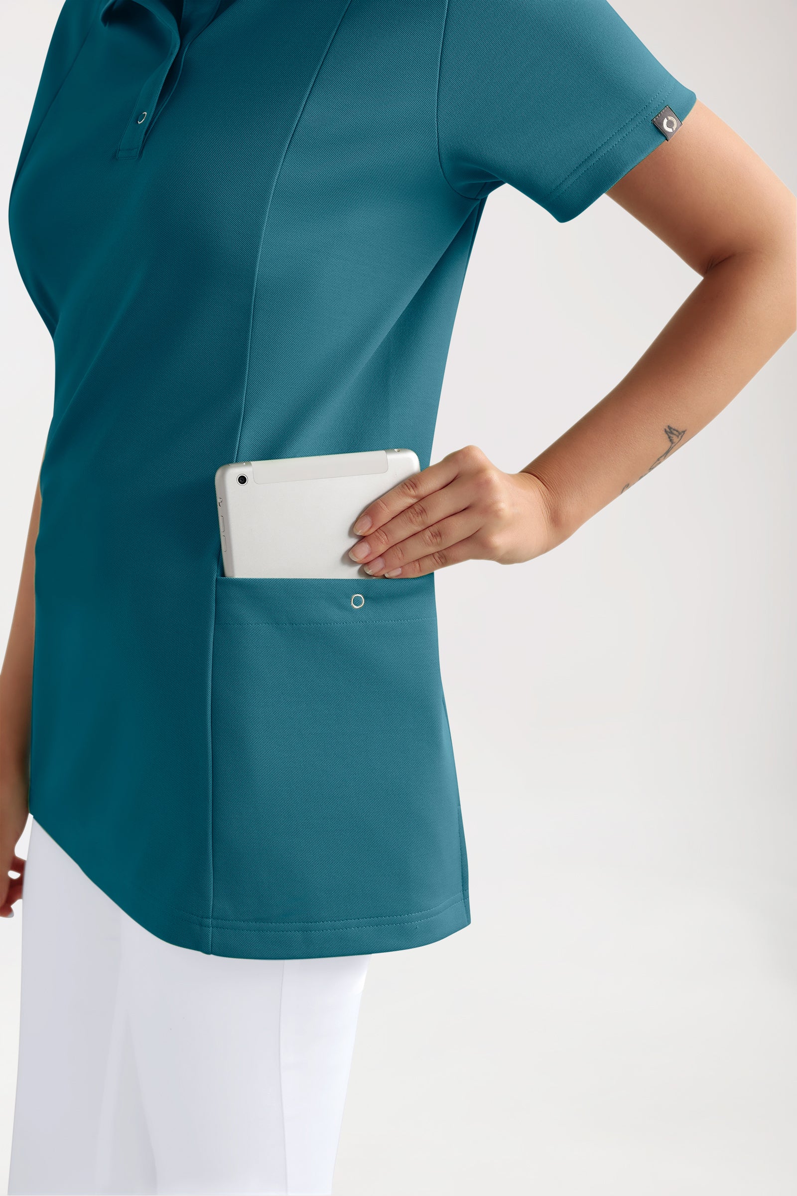 COMFY FLEX Stretch Schlupfkasack Damen - Polokragen petrol