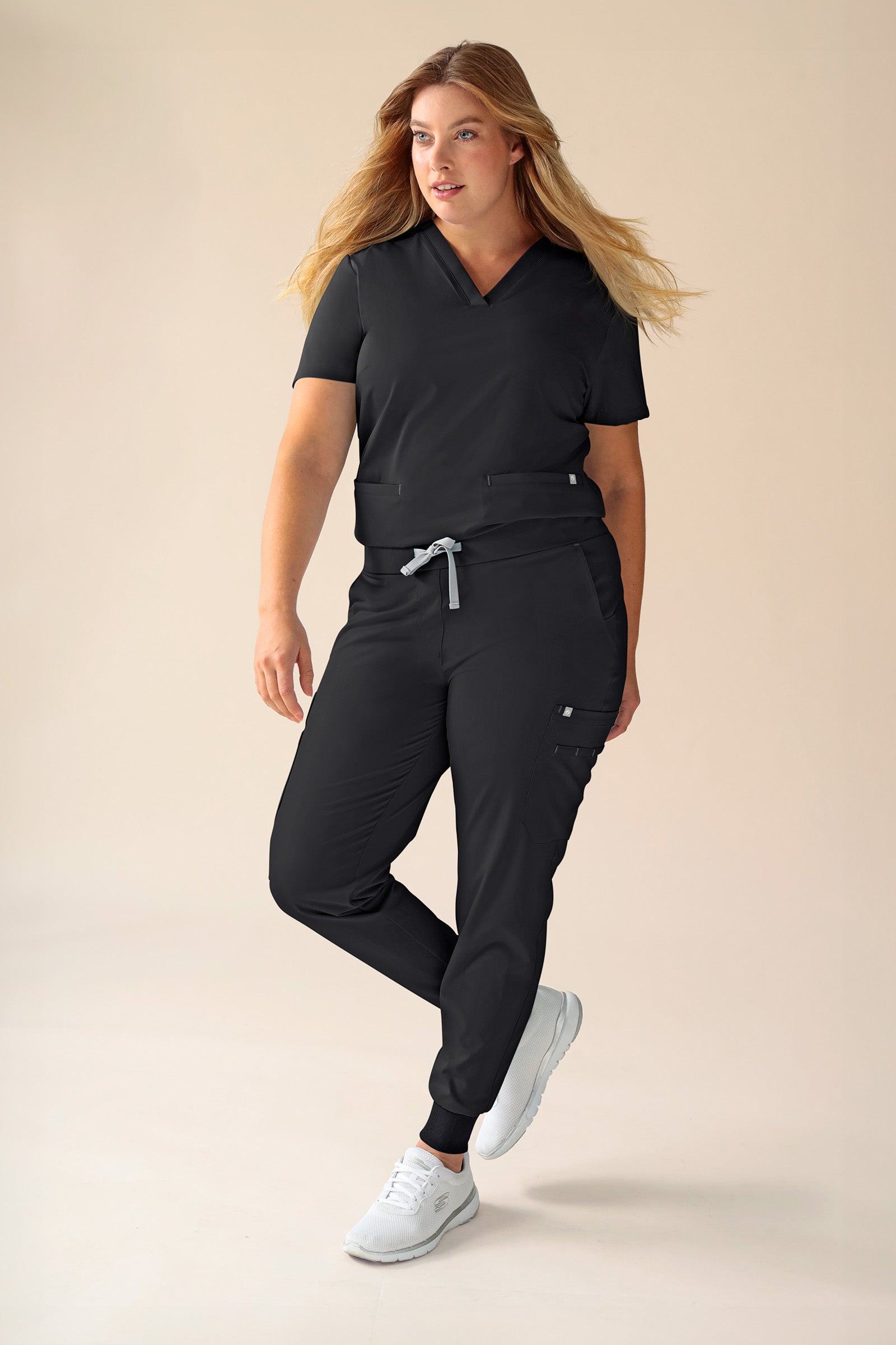 KAERE Schlupfkasack Damen - 3er Pack - V-Ausschnitt schwarz