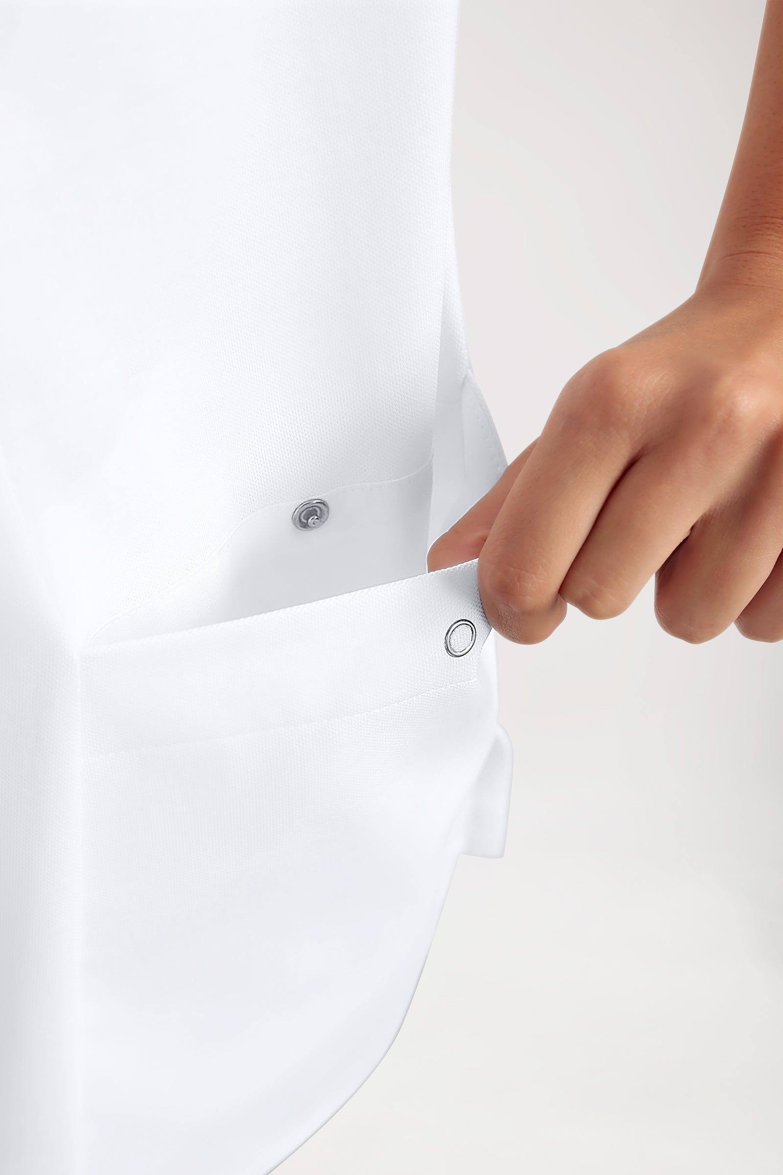 COMFY FLEX Stretch Schlupfkasack Damen - Polokragen weiss