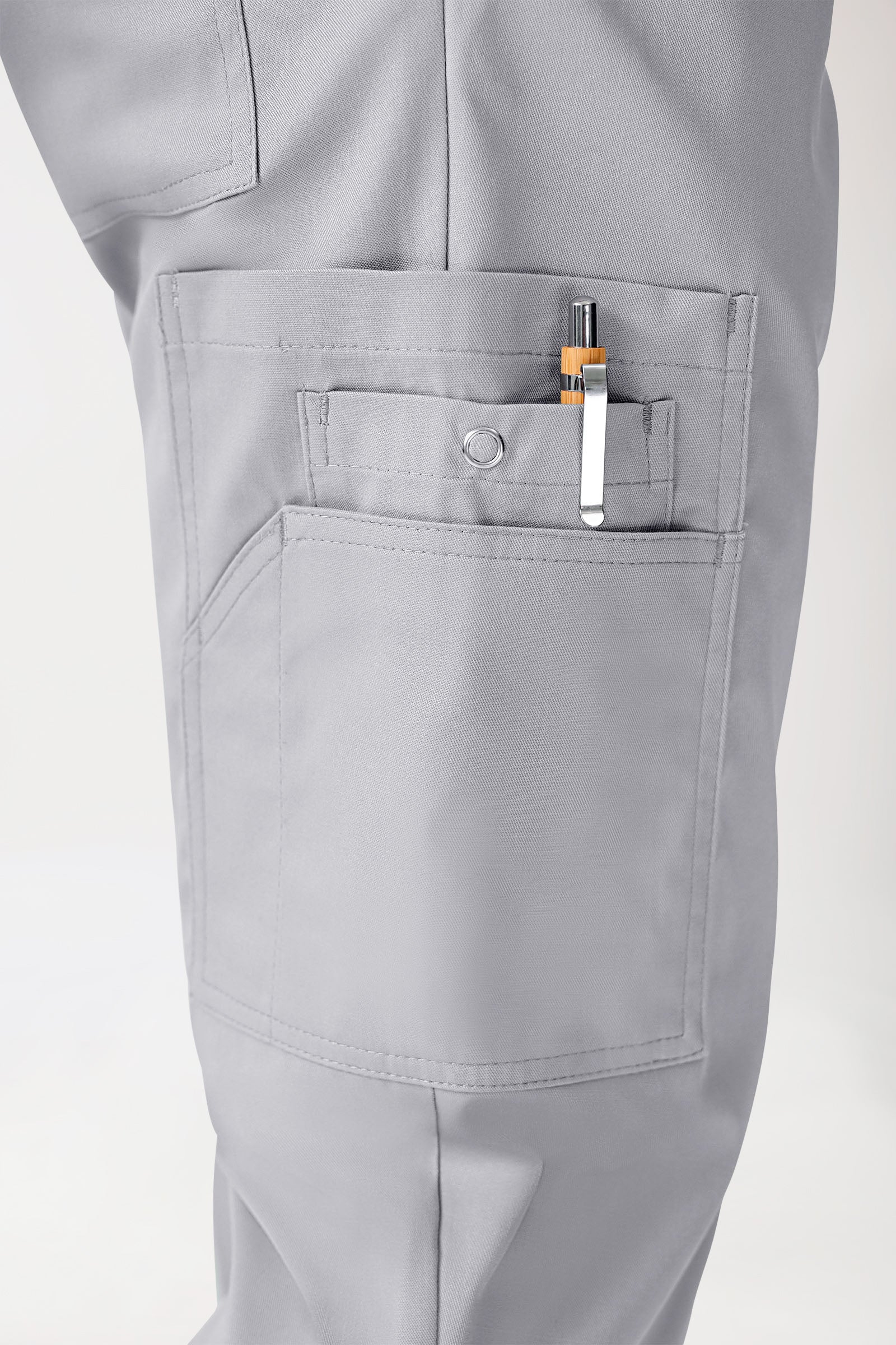CLINIC STRETCH Hose Unisex - mit Beintasche Kurzgr. grau